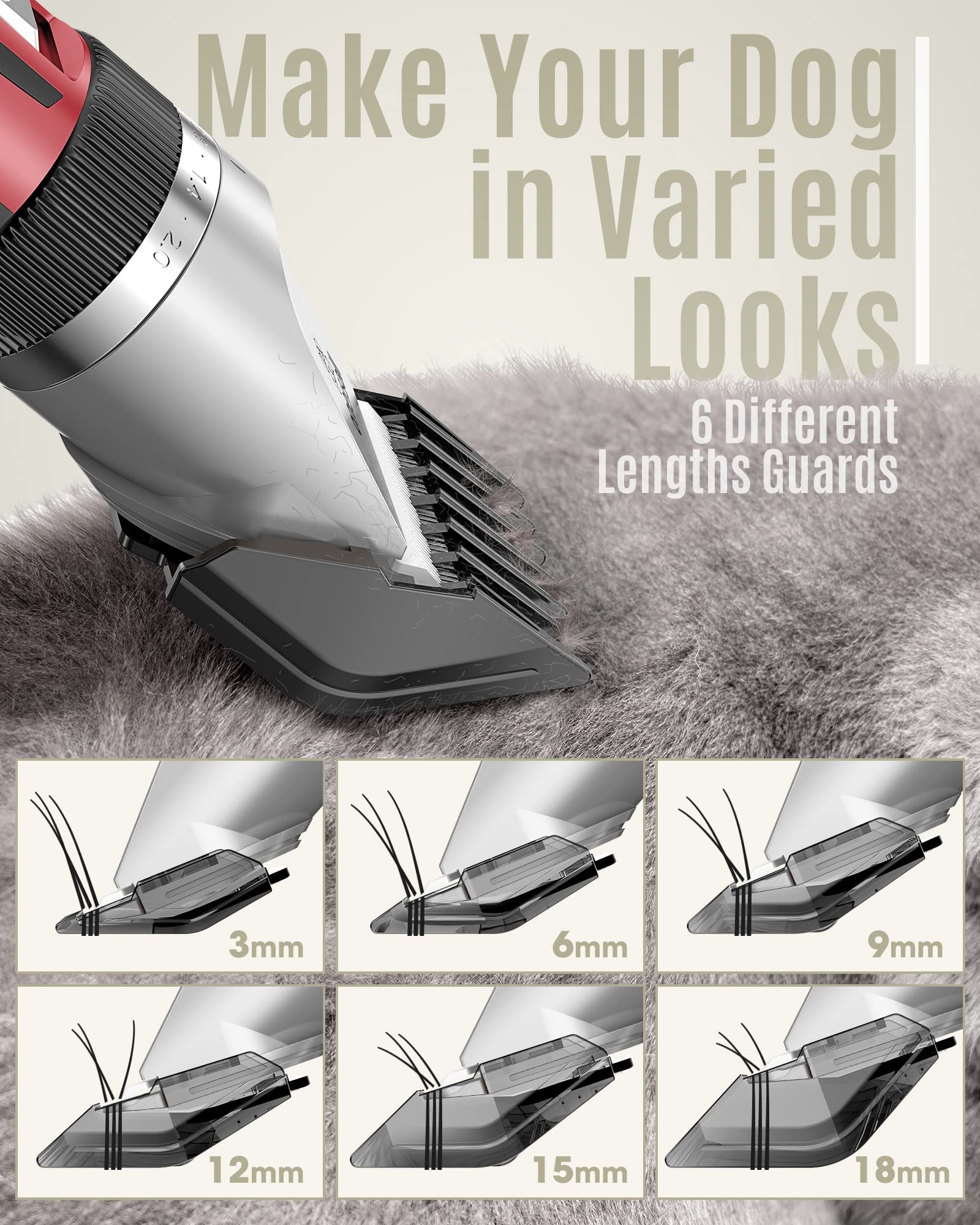 Oneisall Dog Shaver Clippers Low Noise Rechargeable Cordless Electric Quiet Hair Clippers Set For Dogs Cats Pets