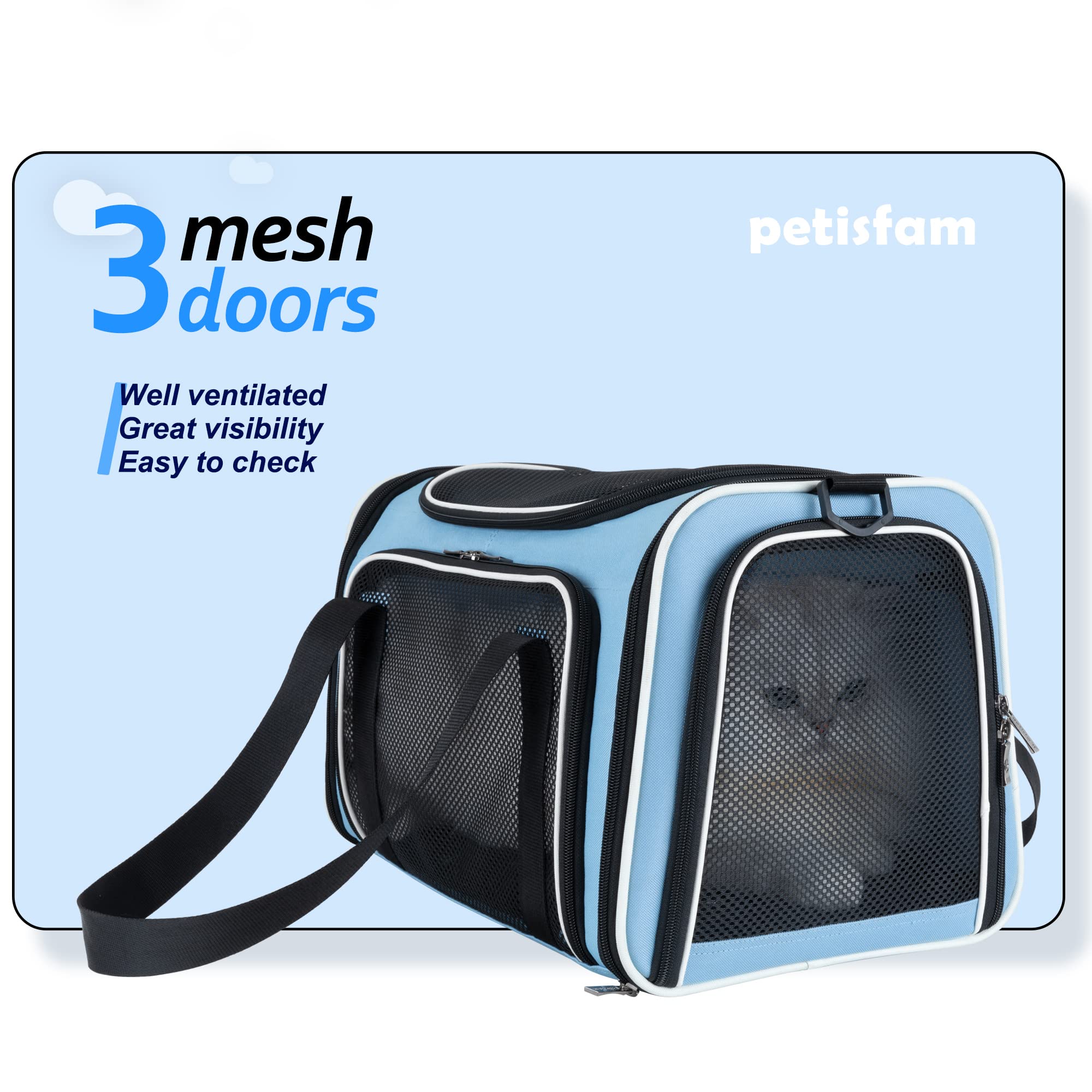 Petisfam Pet Carrier Bag For Medium Cats And Puppy. Tsa Airlined Approced. Easy Vet Visit, Airline Approved, Top Loading, Easy S