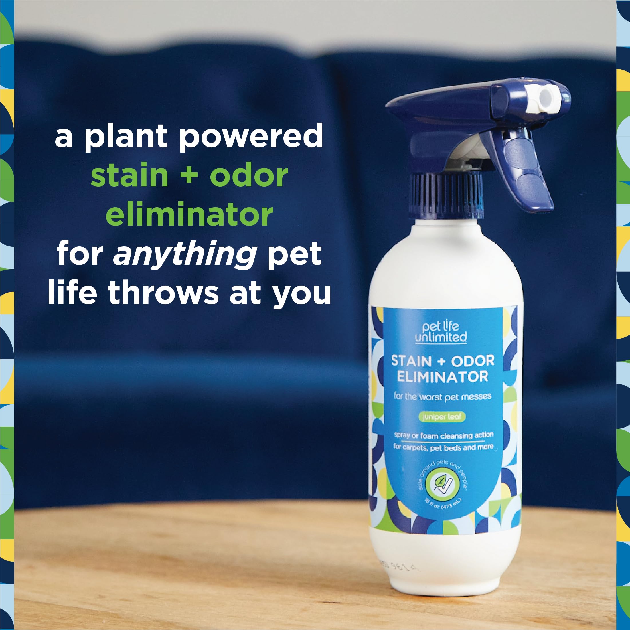 Pet Life Unlimited Foaming Stain + Odor Eliminator Spray Cleaner - Plant-Based Stain Removal - Two-Way Spray Applicator - Natura