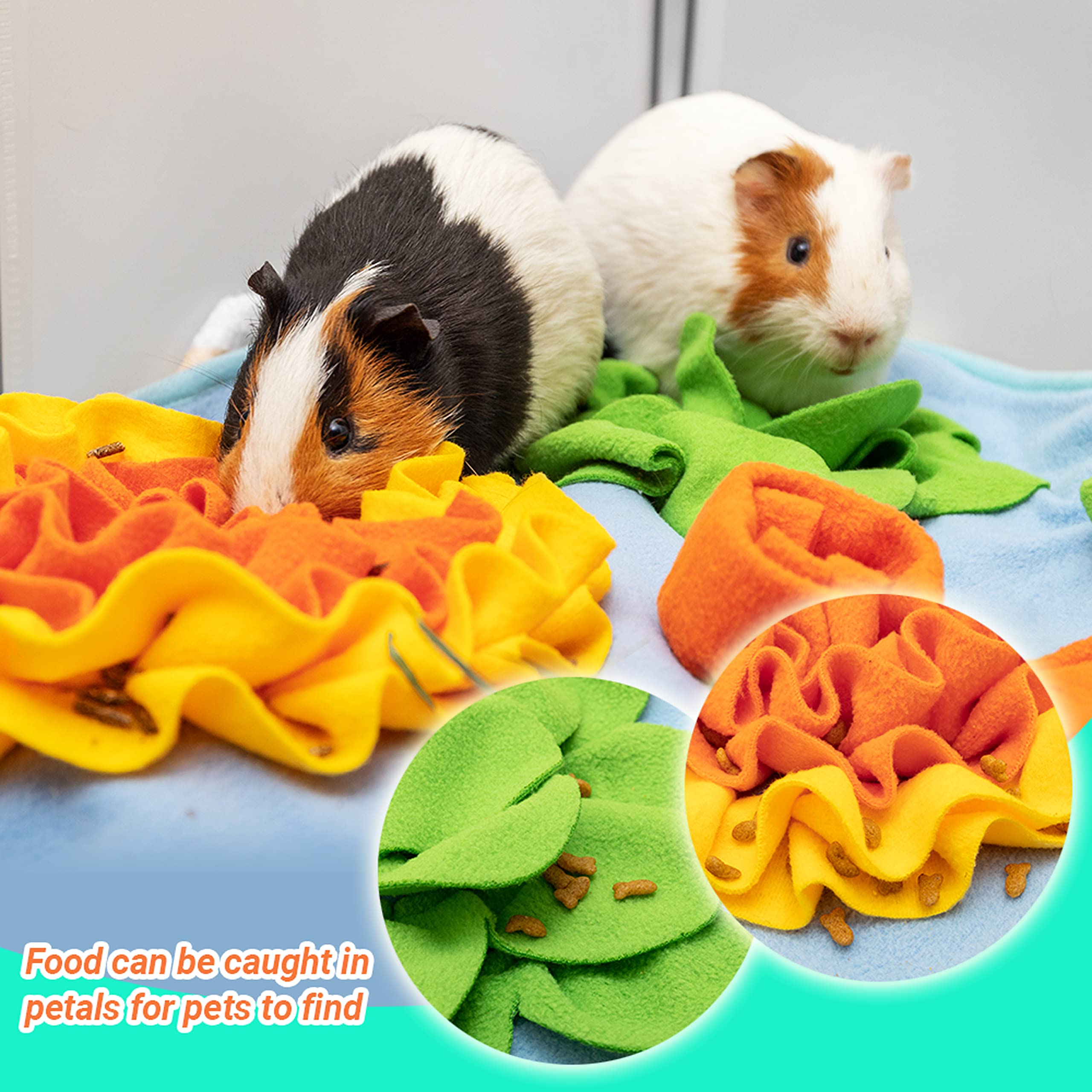 Rabbit Hay Feeder - Interactive Polar Fleece Pet Foraging Mat Toy Indoor For Guinea Pig Bunny Chinchillas Hamster Ferrets Small