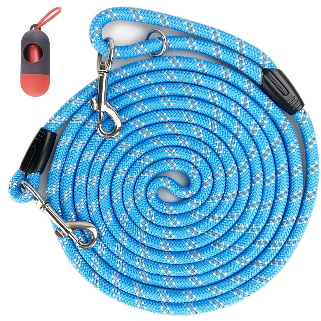 Codepets Long Rope Dog Leash For Dog Training 12Ft 20Ft 30Ft 50Ft, Reflective Threads Dog Cat Leashes Tie-Out Check Cord Recall Training Agility Lead For Dogs (Blue), 0.03X12 Foot (Pack Of 1)