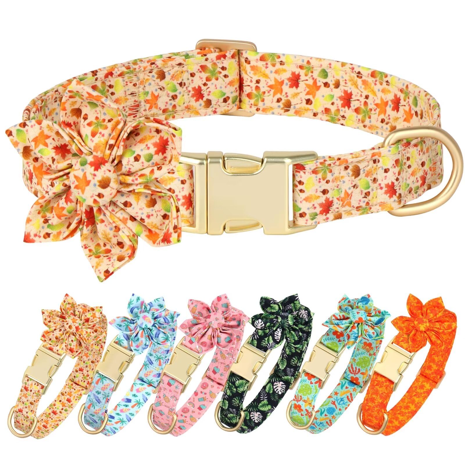 Beirui Cute Girl Dog Collars for Female Dogs, Fall Dog Collar with Flower, Soft Floral Pet Collars for Small Medium Large Dogs(C