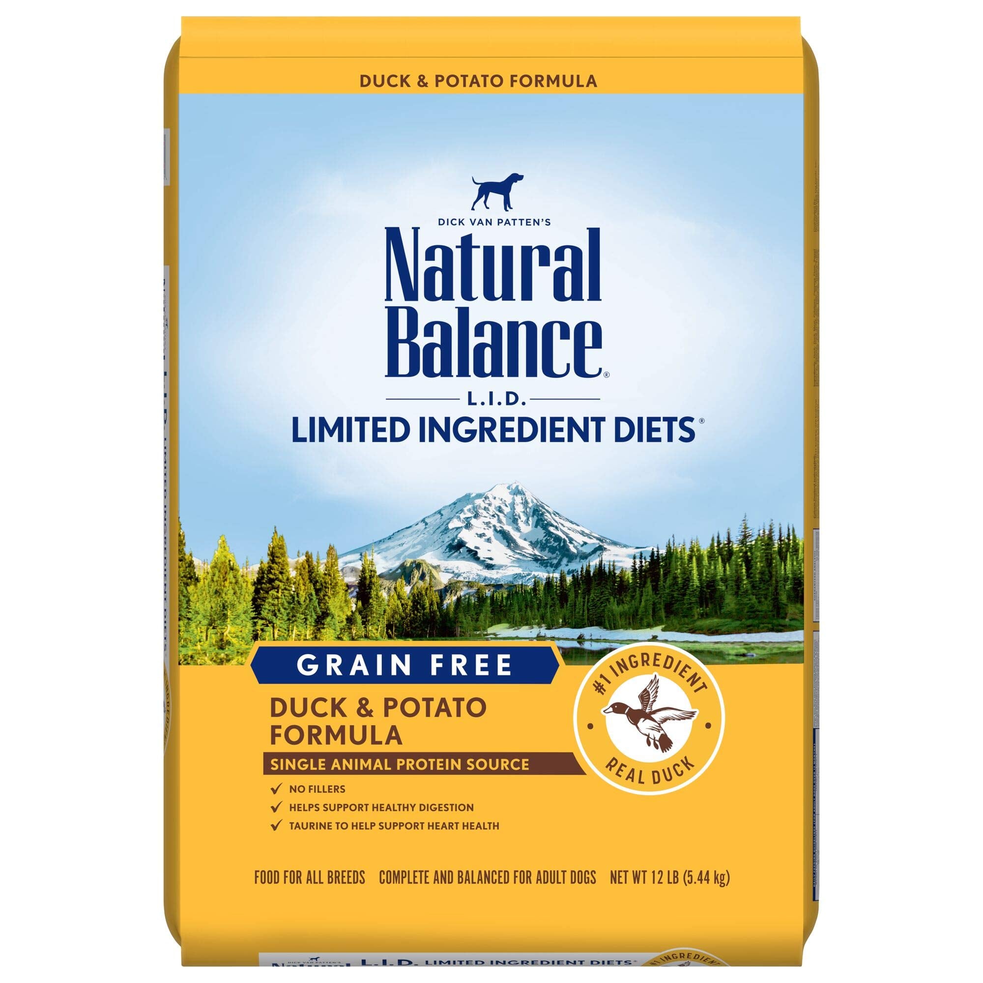 Natural Balance Limited Ingredient Adult Grain-Free Dry Dog Food, Reserve Duck & Potato Recipe, 12 Pound (Pack of 1)