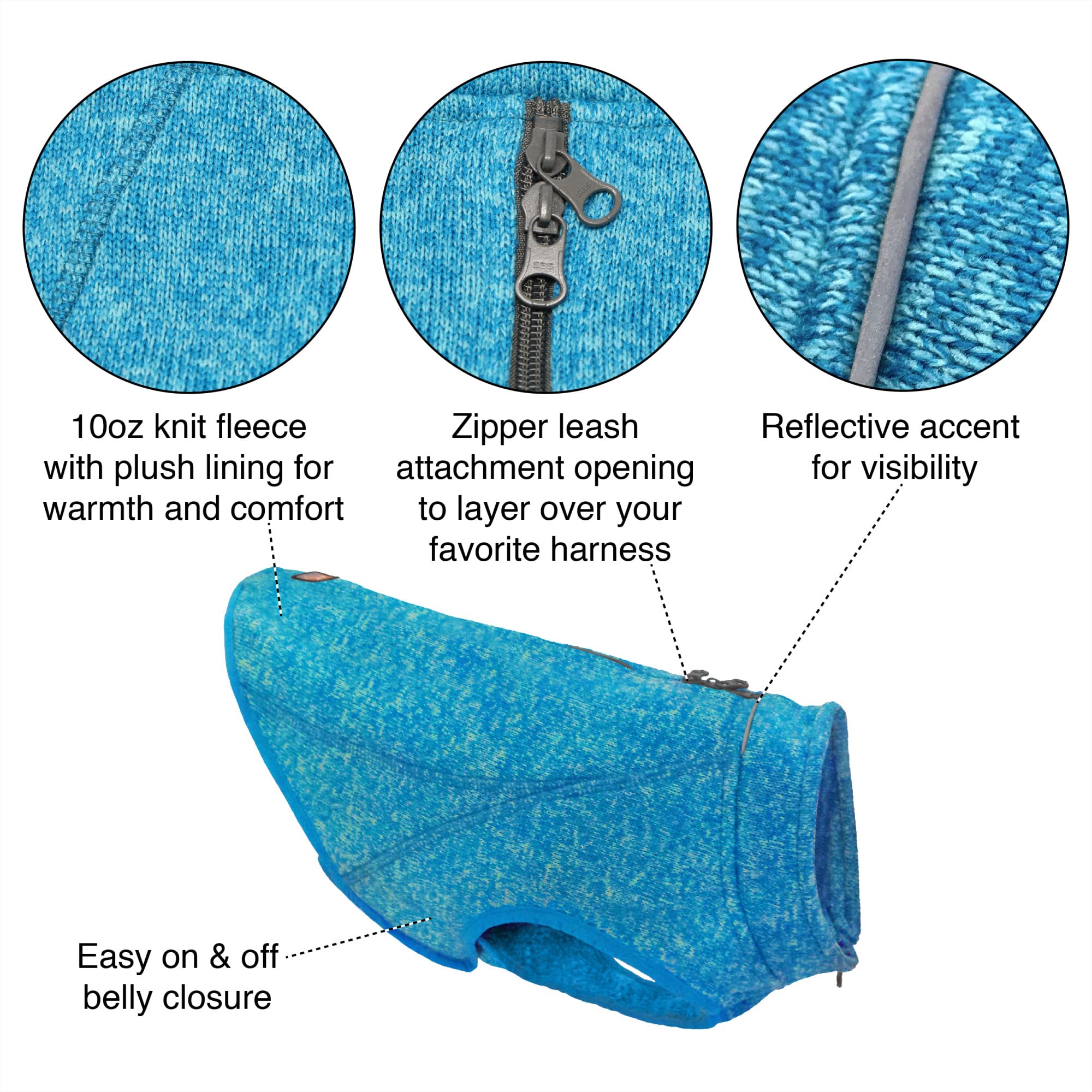 Kurgo K9 Core Dog Sweater | Year-Round Sweater For Dogs | Dog Fleece Vest | Knit Fleece Pet Jacket | Fleece Lining | Lightweight | Zipper Opening For Harness | Adjustable Neck | Black | X-Large