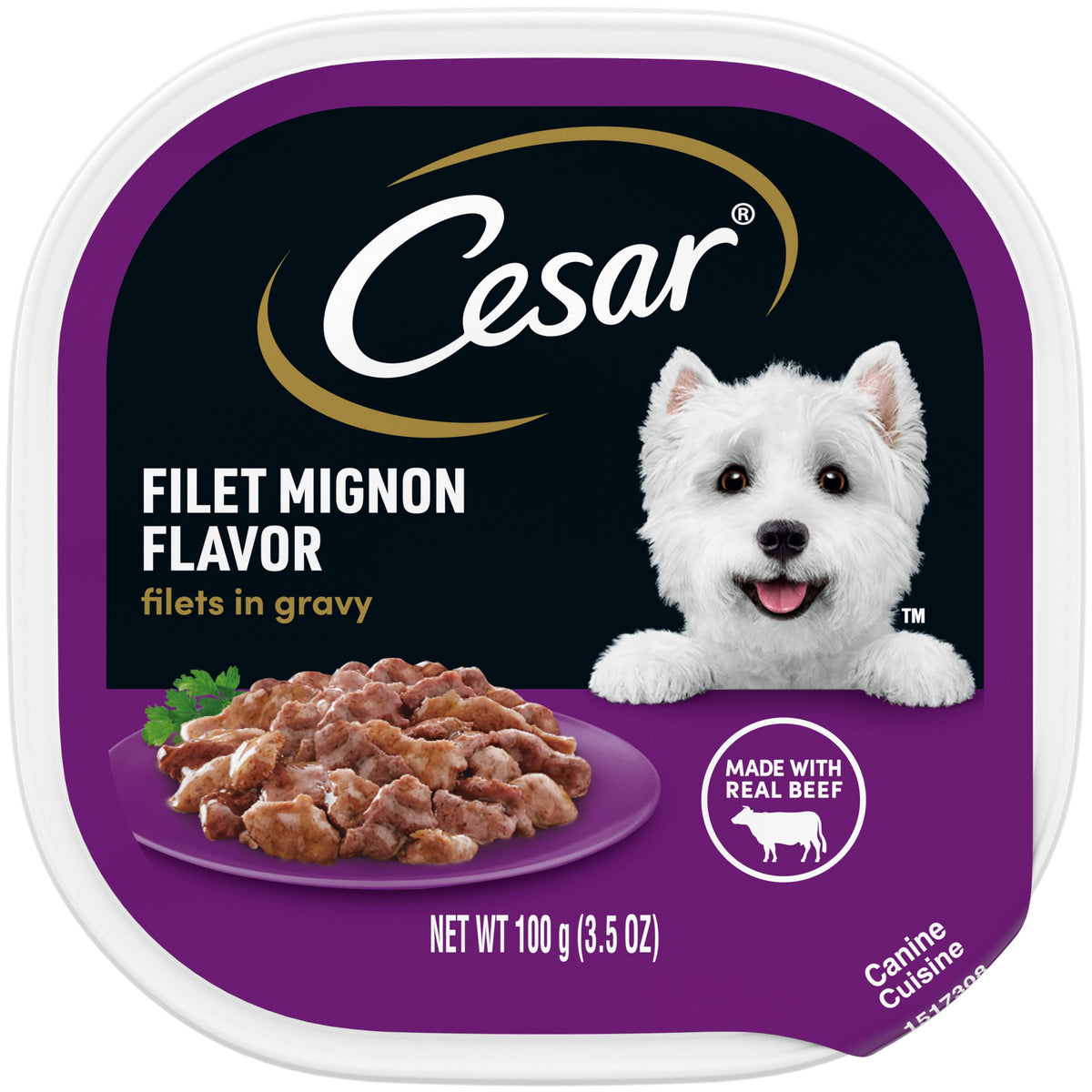 Cesar Filets In Gravy Adult Wet Dog Food, Filet Mignon Flavor, 3.5 Oz. Easy Peel Trays, Pack Of 24
