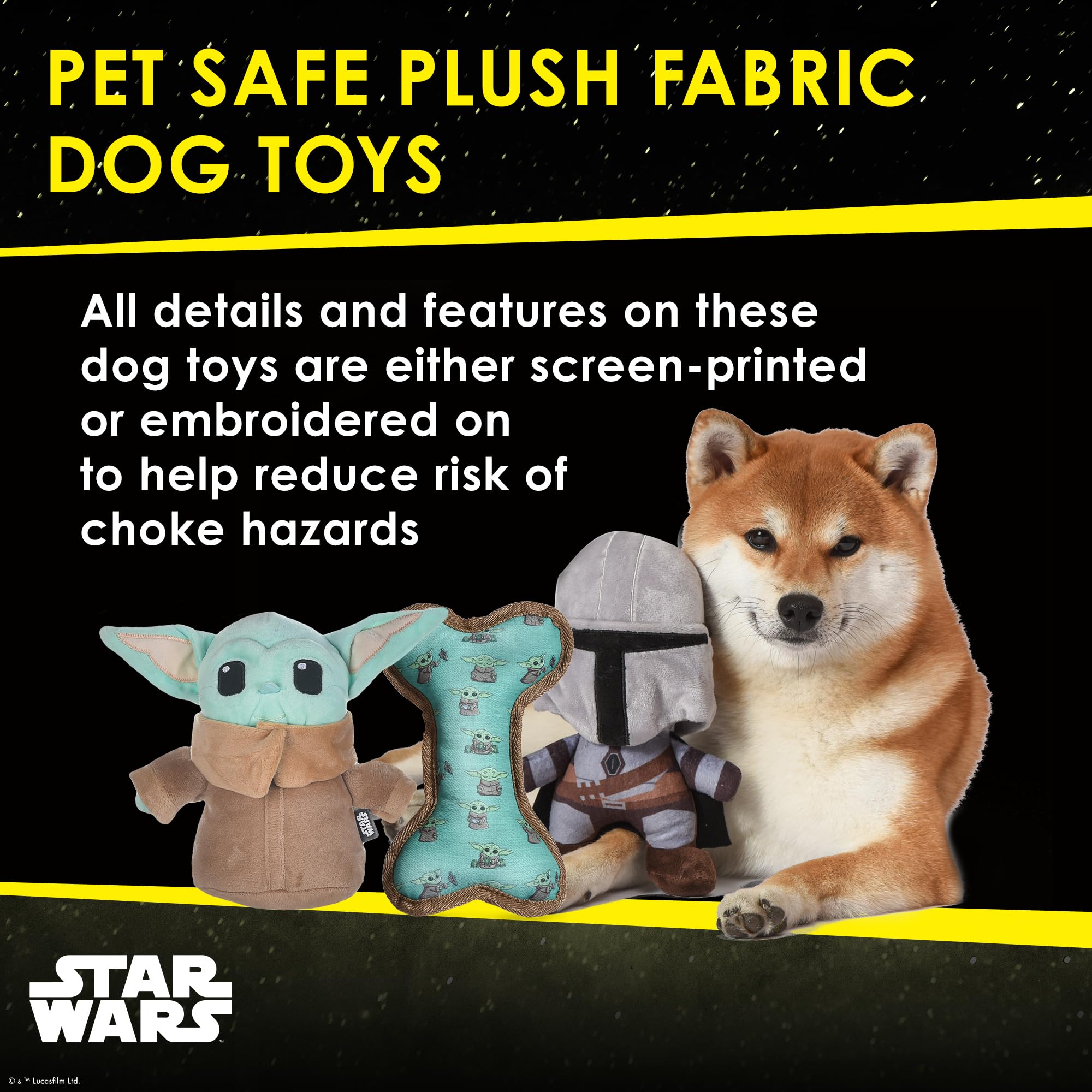 STAR WARS for Pets The Mandalorian 3 Piece Gift Set for Dogs, Includes 9 Mandalorian Plush, 9 GROGU Plush, and Oxford Bone Shape