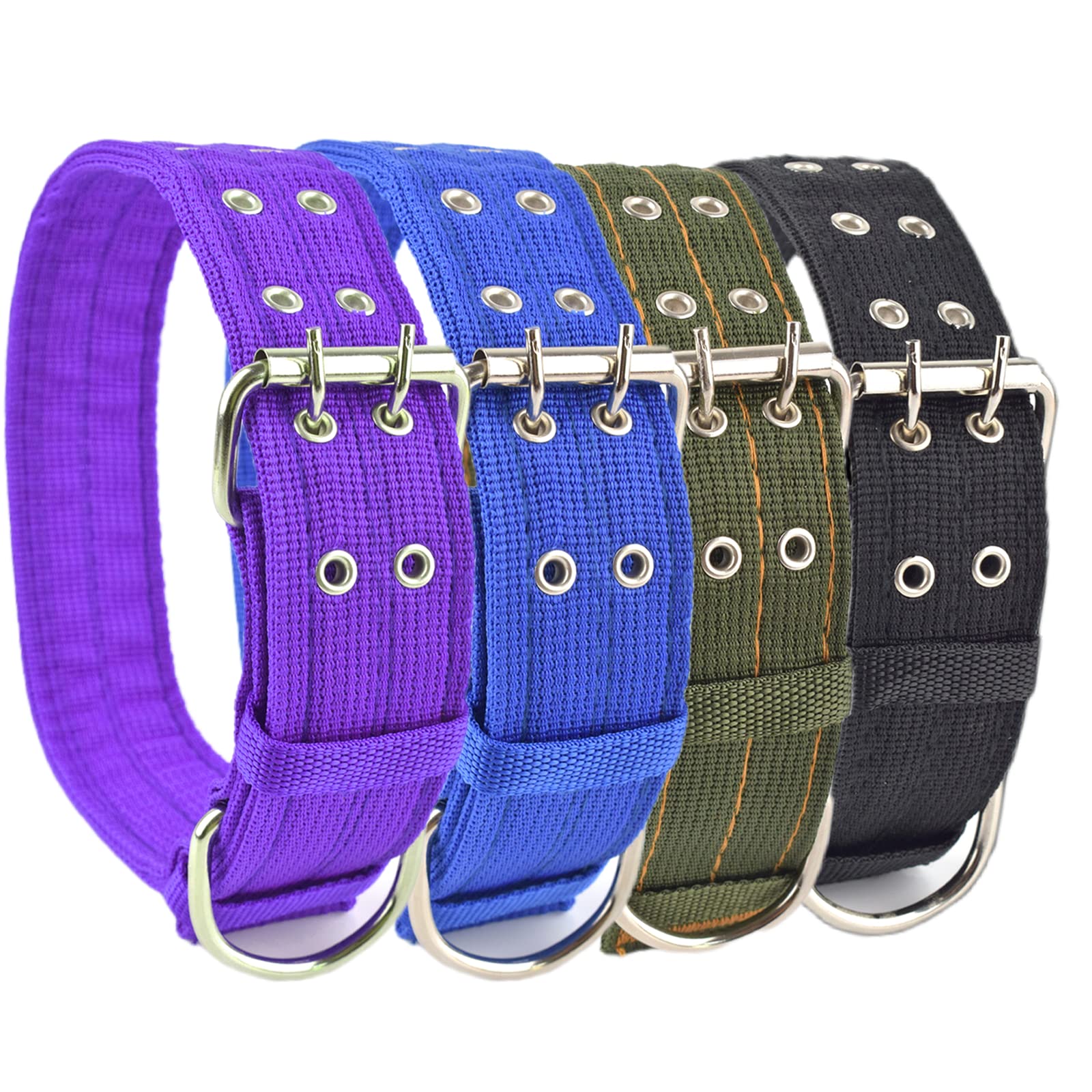 Cdycam Military Adjustable Dog Collar, 1.5 Inch Wide D Ring & Buckle 2-Rows Dog Collar, Black Nylon Tactical Dog Collars For Large Dog