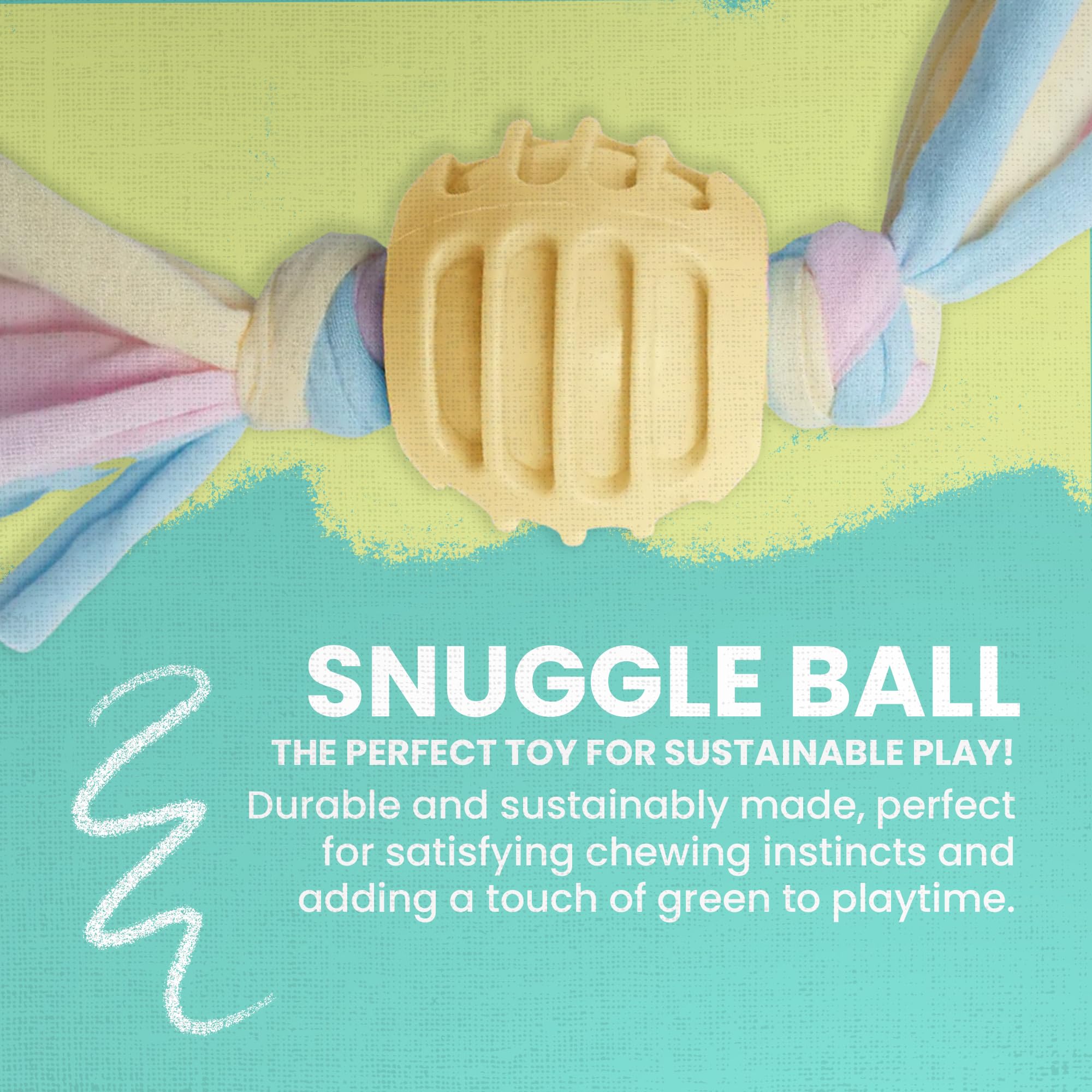 Snugarooz Snuggle Ball Yellow Dog Toy ?Eco-Friendly Tpr With Braided Cotton Rope - Aids Dental Health - Durable For Chewing & Fetch Play