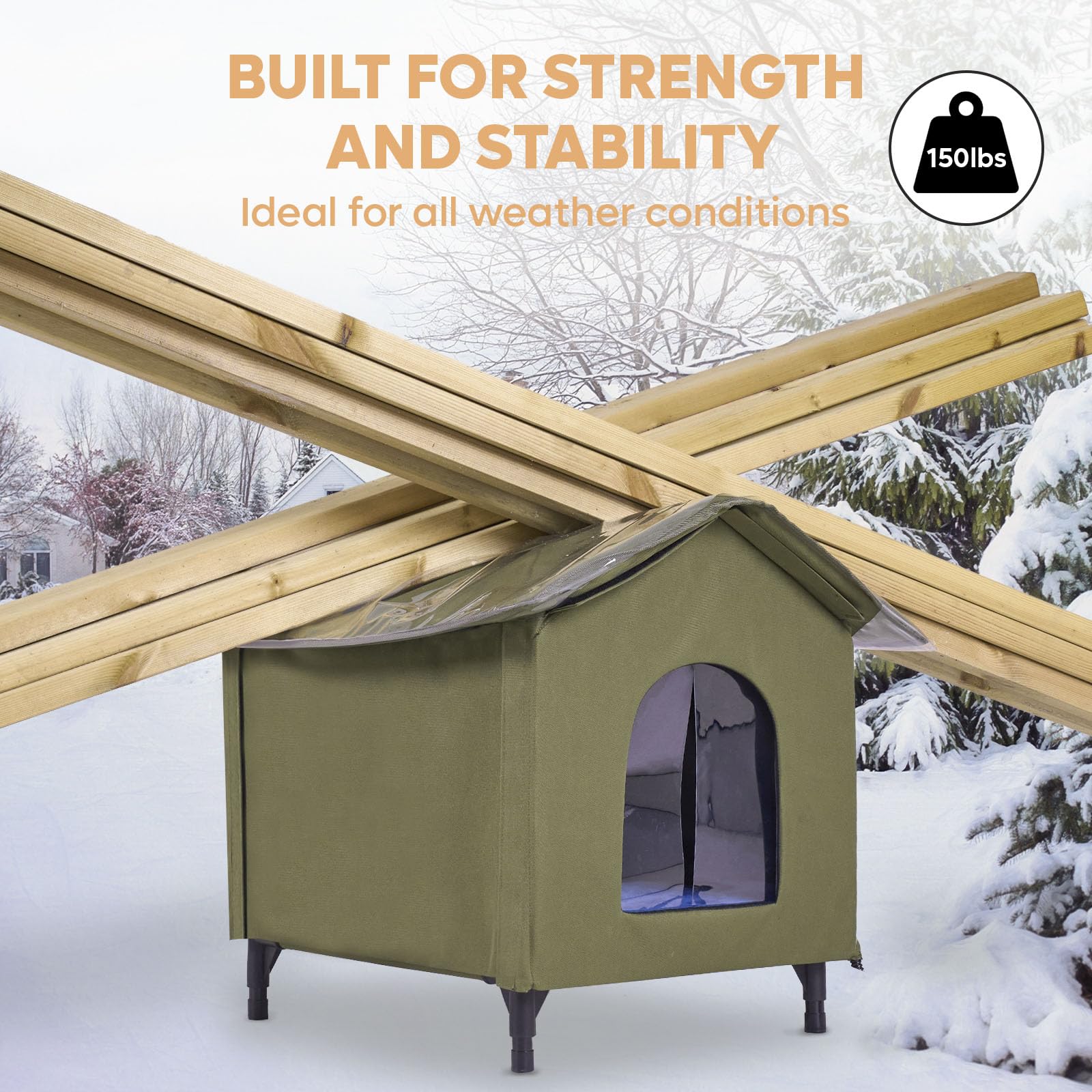 Becuddler Large Heated Cat House For Outside, Insulated Weatherproof Outdoor Feral Cat House With Timer & Adjustable Temperature