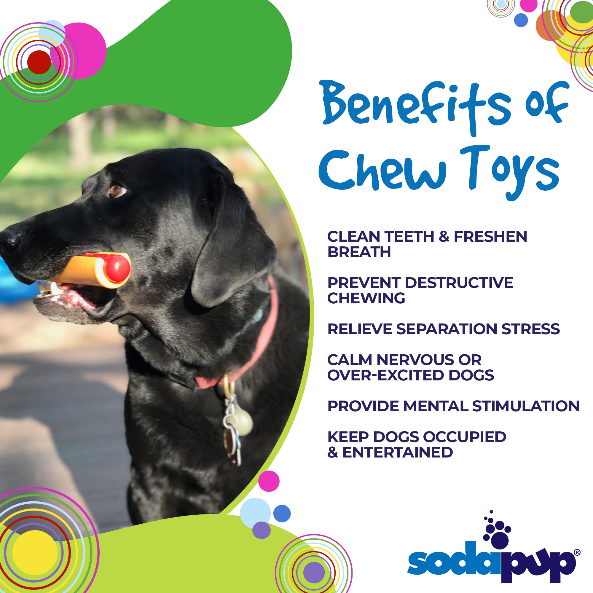 SodaPup Hot Dog - Durable Dog Chew Toy Made in USA from Non-Toxic, Pet Safe, Food Safe Nylon Material for Mental Stimulation, Cl