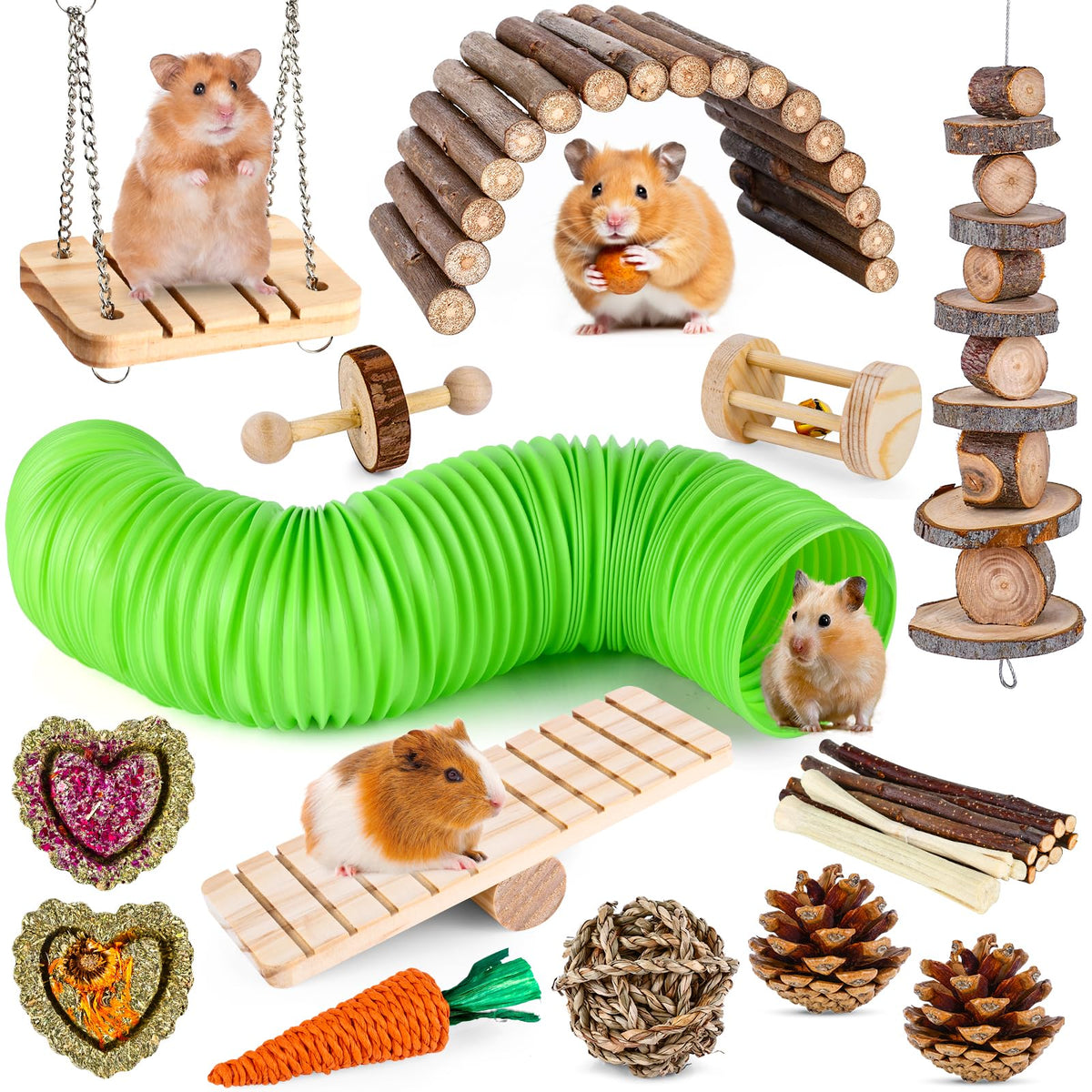 Vespro Hamster Toys Set, Guinea Pig Toys Small Animal Chewing Toy And Rat Cage Accessories, Chinchillas, Gerbils, Rats, Rabbit R