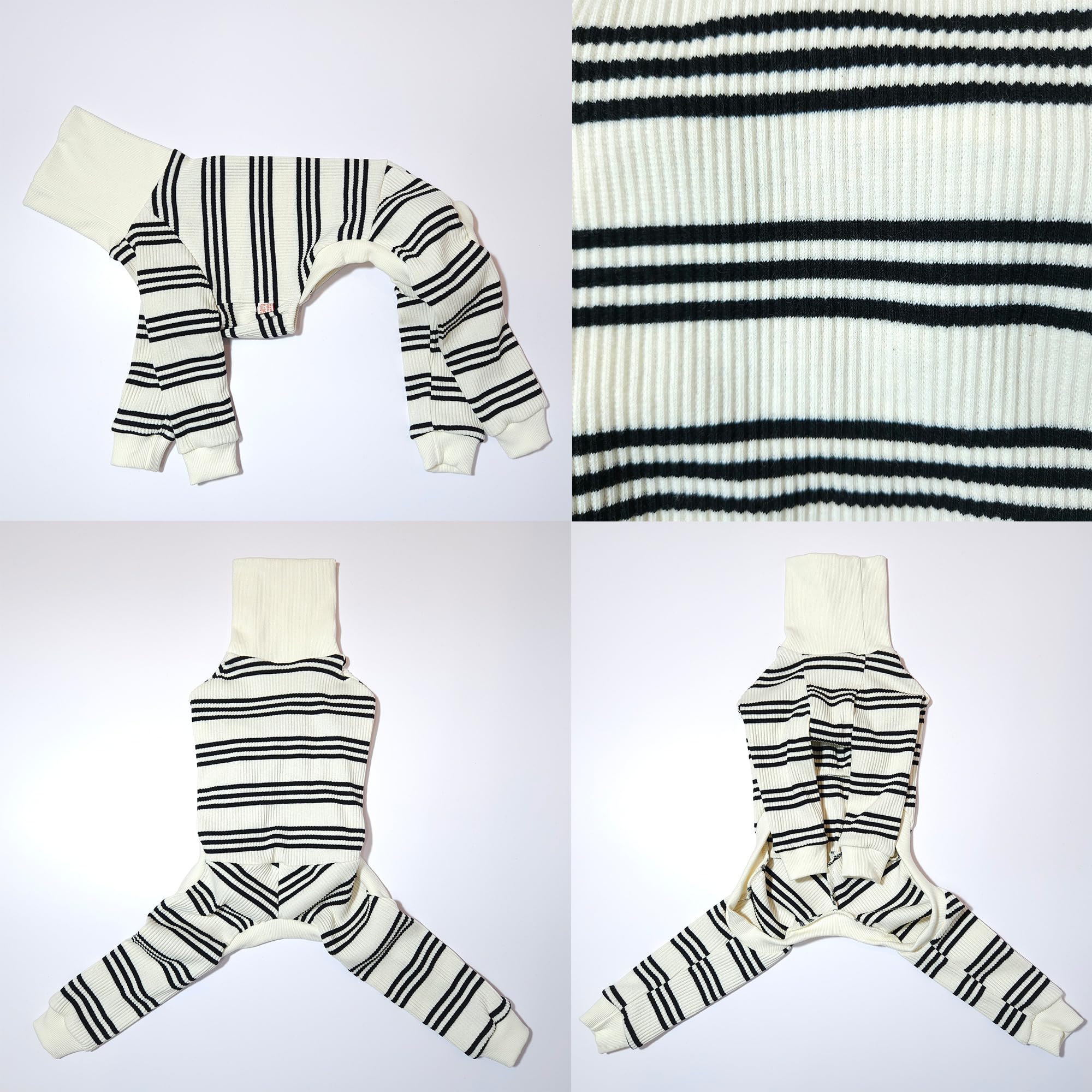 D Doggy Star Italian Greyhound Clothes Soft Stretchy Onesie Refined Stripe Outfit Whippet For Dog Coat (3Xl,Onsi Black Str)
