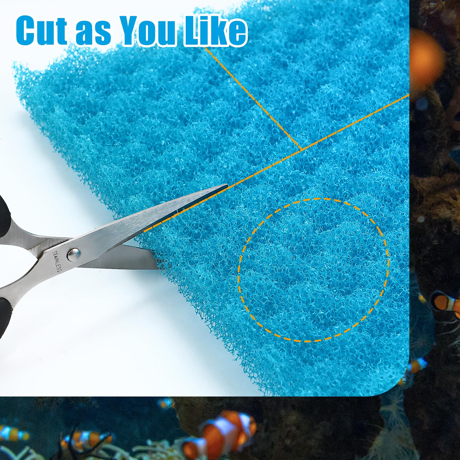 Aquaneat Aquarium Bio Sponge Foam Filter Media Pad Cut-To-Fit For Fish Tank Sump Pond 17' X 11' X 1/2' To 1'