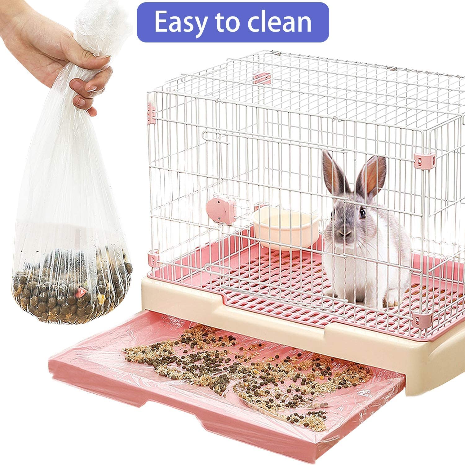 Upcessory 30 pcs Disposable Cage Liners, Clear Plastic Rabbit Cage Liner Bag, Universal Toilet Film for Bunny, Hamster, Totoro,