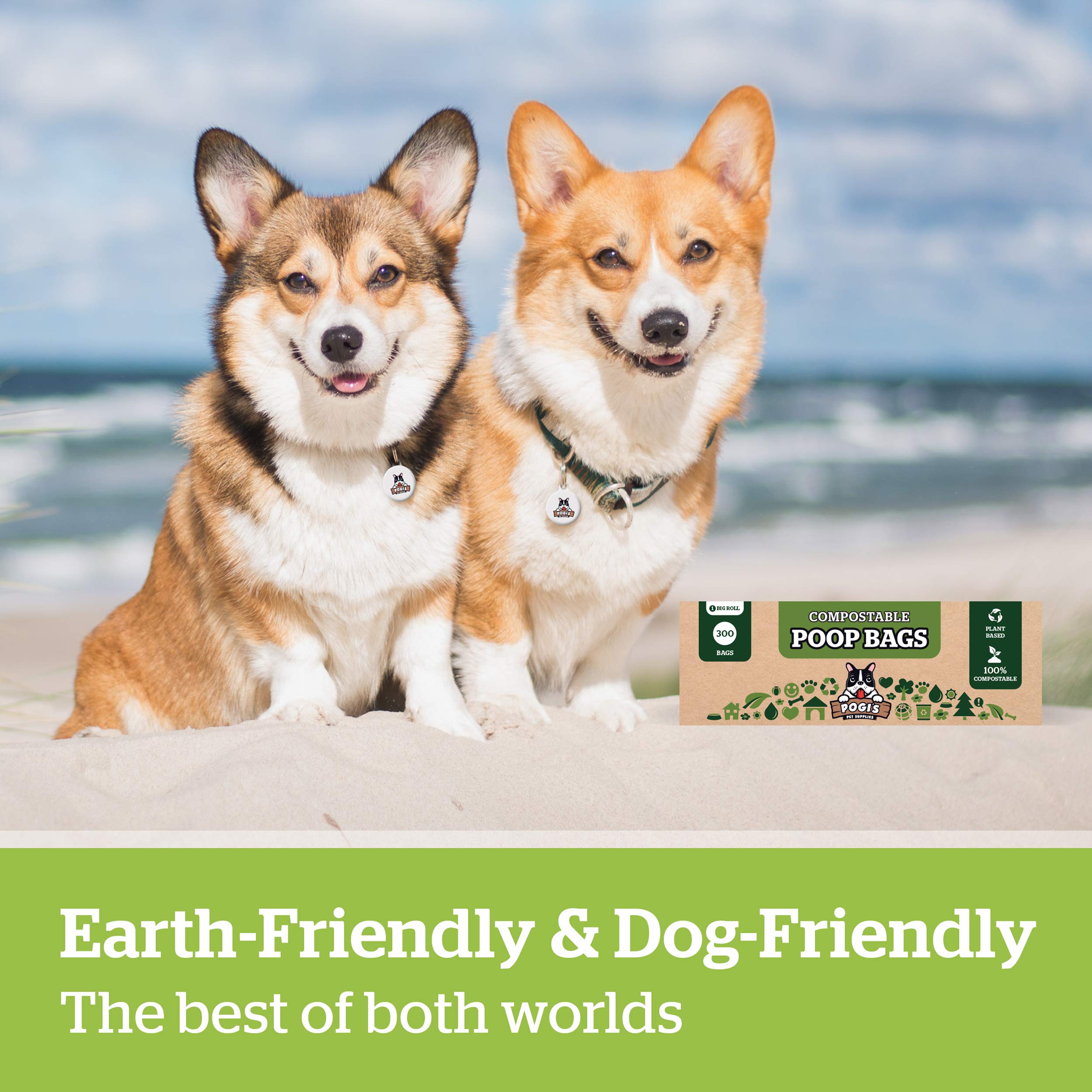 Pogi? Compostable Dog Poop Bags - 300 Plant-Based Grab & Go Dog Waste Bags - Leak-Proof, Extra-Large, Astm D6400, En 13432 Certified Poop Bags For Dogs