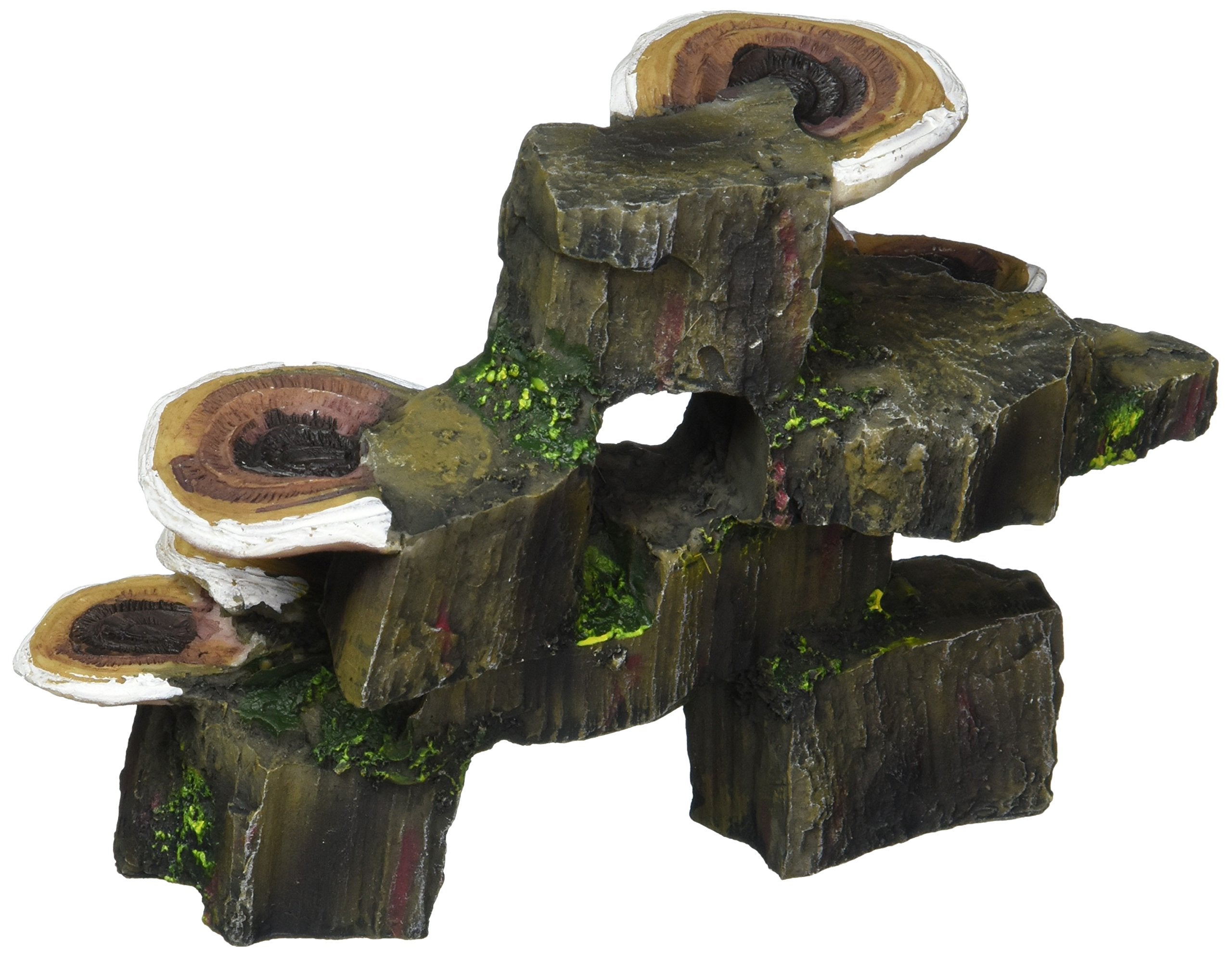Penn-Plax Deco-Replicas Tree Trunk With Shelf Mushrooms Aquarium Decoration – Safe For Freshwater And Saltwater Fish Tanks – Small