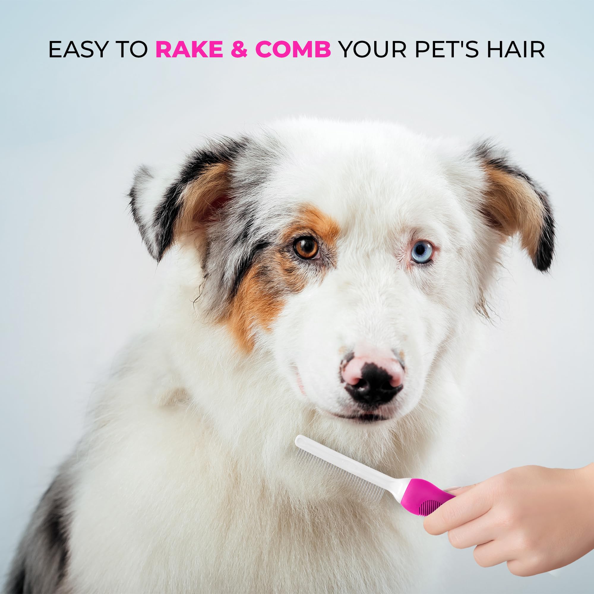Poodle Pet Detangling Pet Comb With Long & Short Stainless Steel Teeth For Removing Matted Fur, Knots & Tangles ?Detangler Tool Accessories For Safe & Gentle Diy Dog & Cat Grooming (Pink)