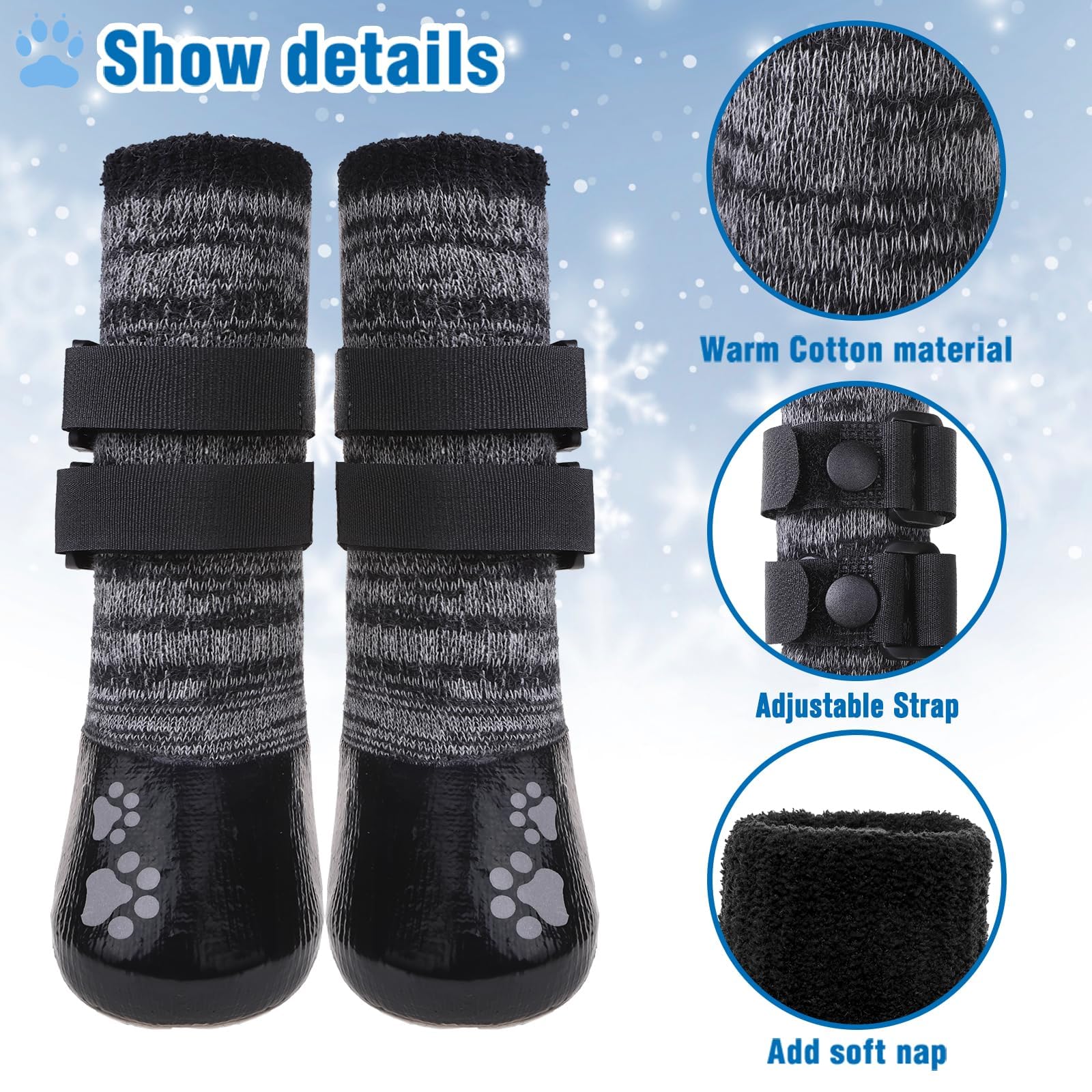 Kooltail Dog Socks To Prevent Licking With Grips For Hardwood Floors, Waterproof Dog Shoes For Winter, Dog Rain Snow Warm Boots&