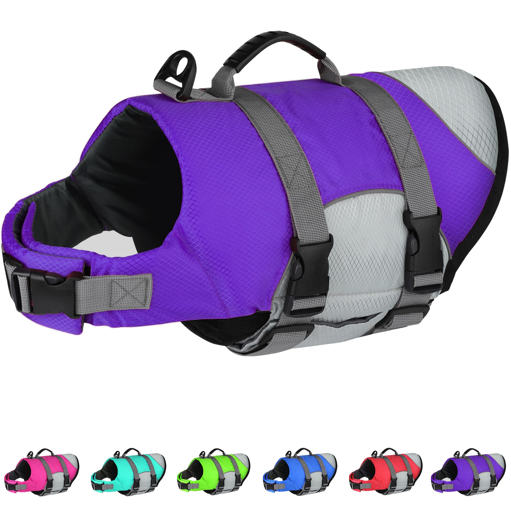 Dogcheer Dog Life Jacket, Reflective Dog Life Vest For Swimming Boating, Adjustable Puppy Swim Vest Ripstop Pfd Floating Vest Pr