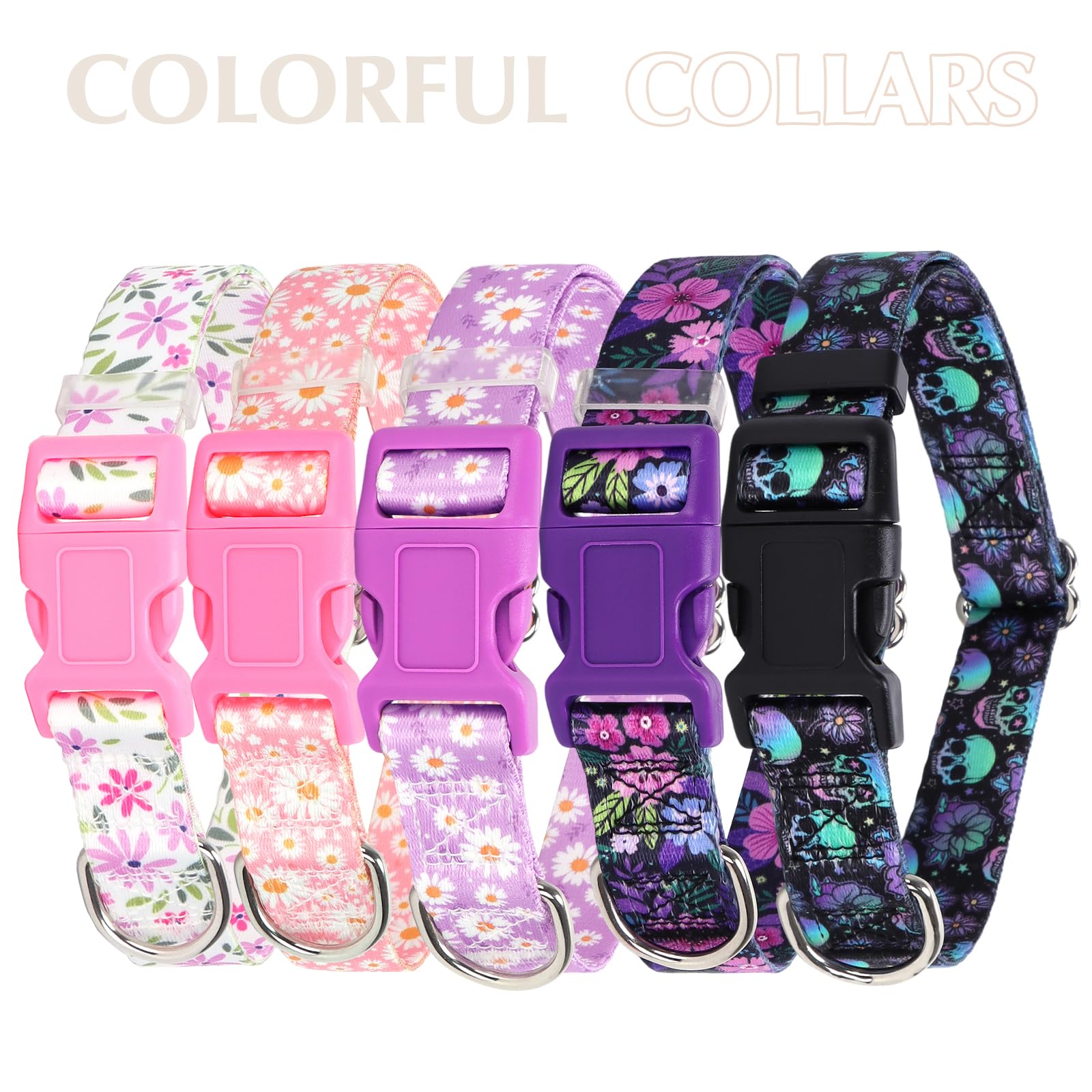 Cute Dog Collar With Girl Boy, Adjustable Nylon Comfy Soft Durable Pet Collar For Xs Small Medium Large Extra Large Dog(M