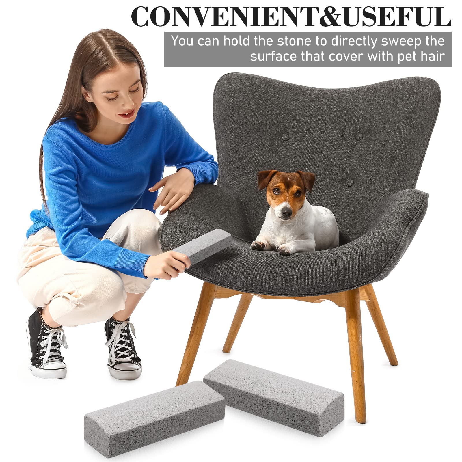 Loopeer 2 Pcs Pet Hair Remover Pumice Stone For Dog Cat Hair Removal Cleaning Pet Fur Stone 6 Inch Dog Fur Cleaning Tool For Car