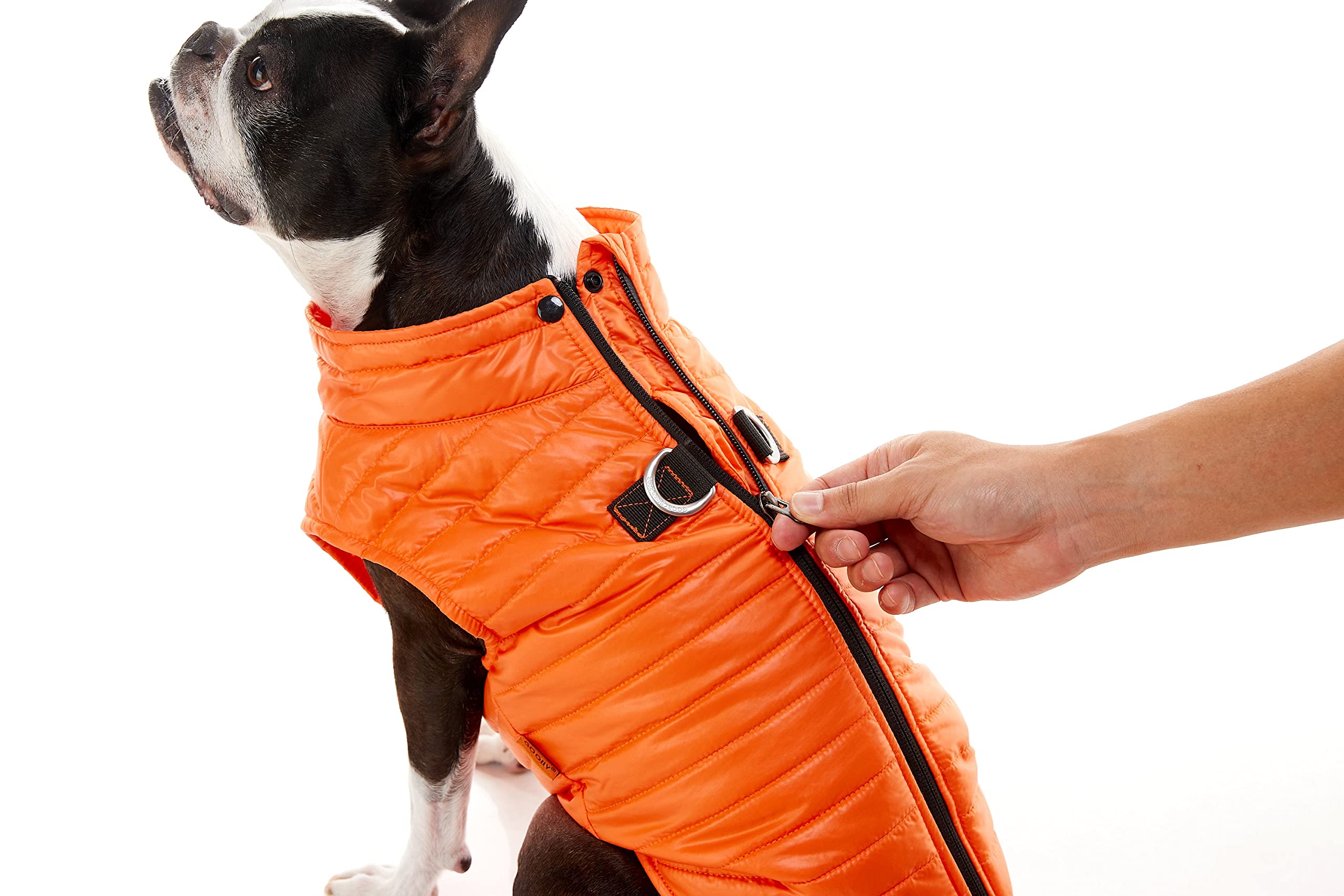 Gooby Puffer Vest Dog Jacket - Pink, Small - Ultra Thin Zip Up Wind Breaker With Dual D Ring Leash - Water Resistant Small Dog S