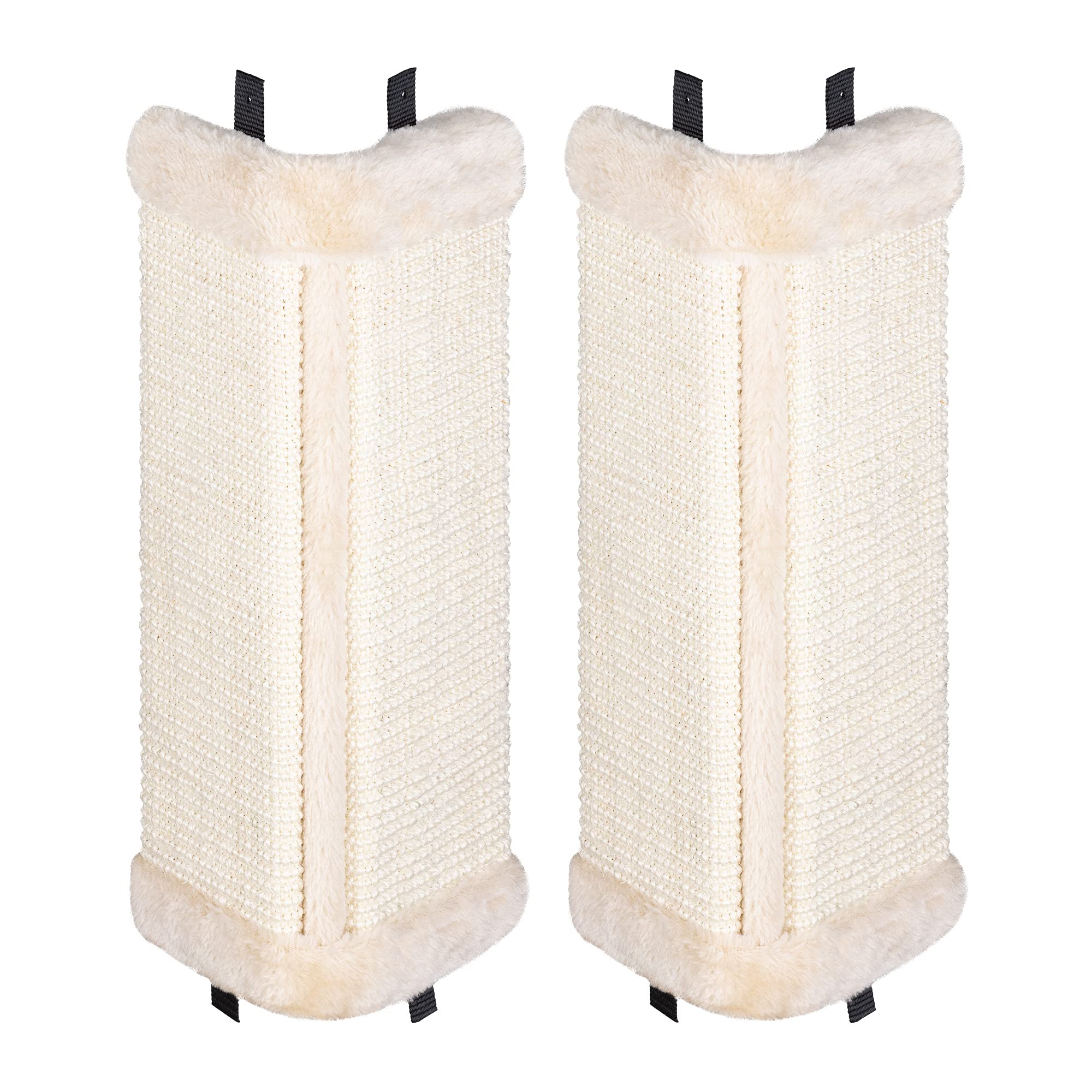 Navaris Corner Wall Cat Scratcher (Set Of 2) - Wall Mounted Sisal Scratching Pad For Cats - Vertical Corner Mount Scratch Panel