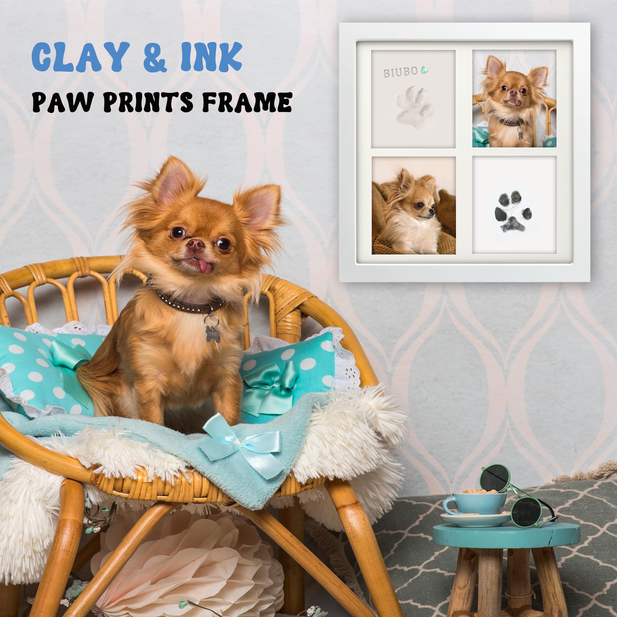 Mypawlets Ink & Clay Paw Print Kit For Dog Cat,Clean-Touch Ink Pad & Soft Clay For Dog Pawprints,Pet Paw Print Impression Kit La