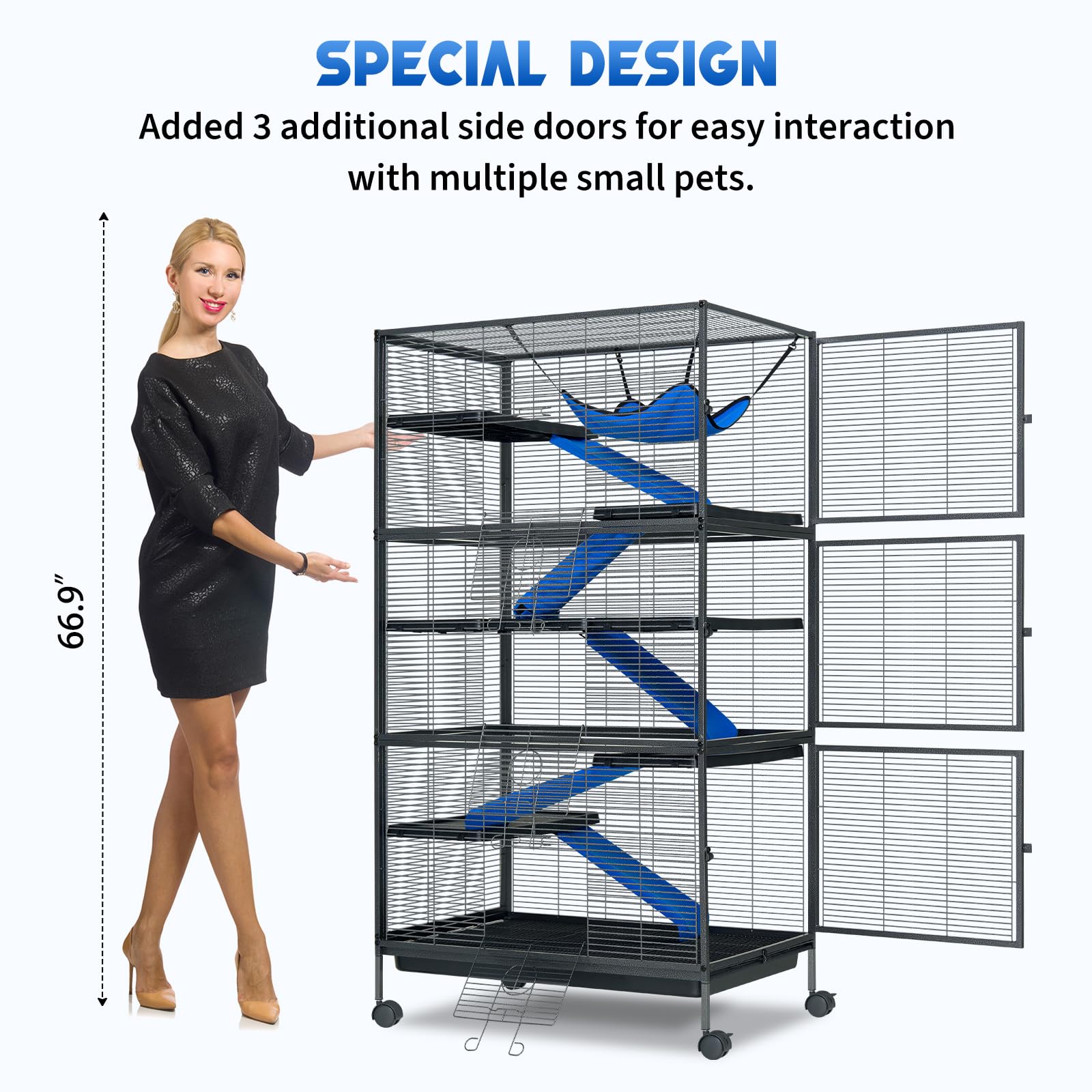 Metal Small Animal Cage 6-Tier Ferret Sugar Glider Cage For Chinchillas/Guinea Pig/Rabbit/Large Hamste Rolling Critter Nation Ca