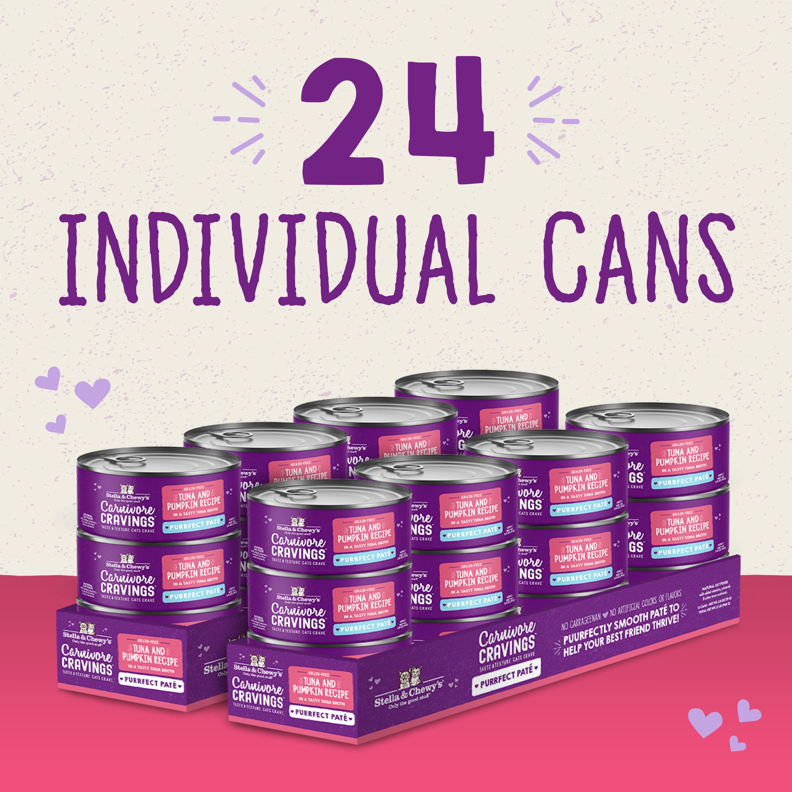 Stella & Chewys Carnivore Cravings Purrfect Pate Cans - Grain Free, Protein Rich Wet Cat Food - Tuna & Pumpkin Recipe - (5.2 Oun