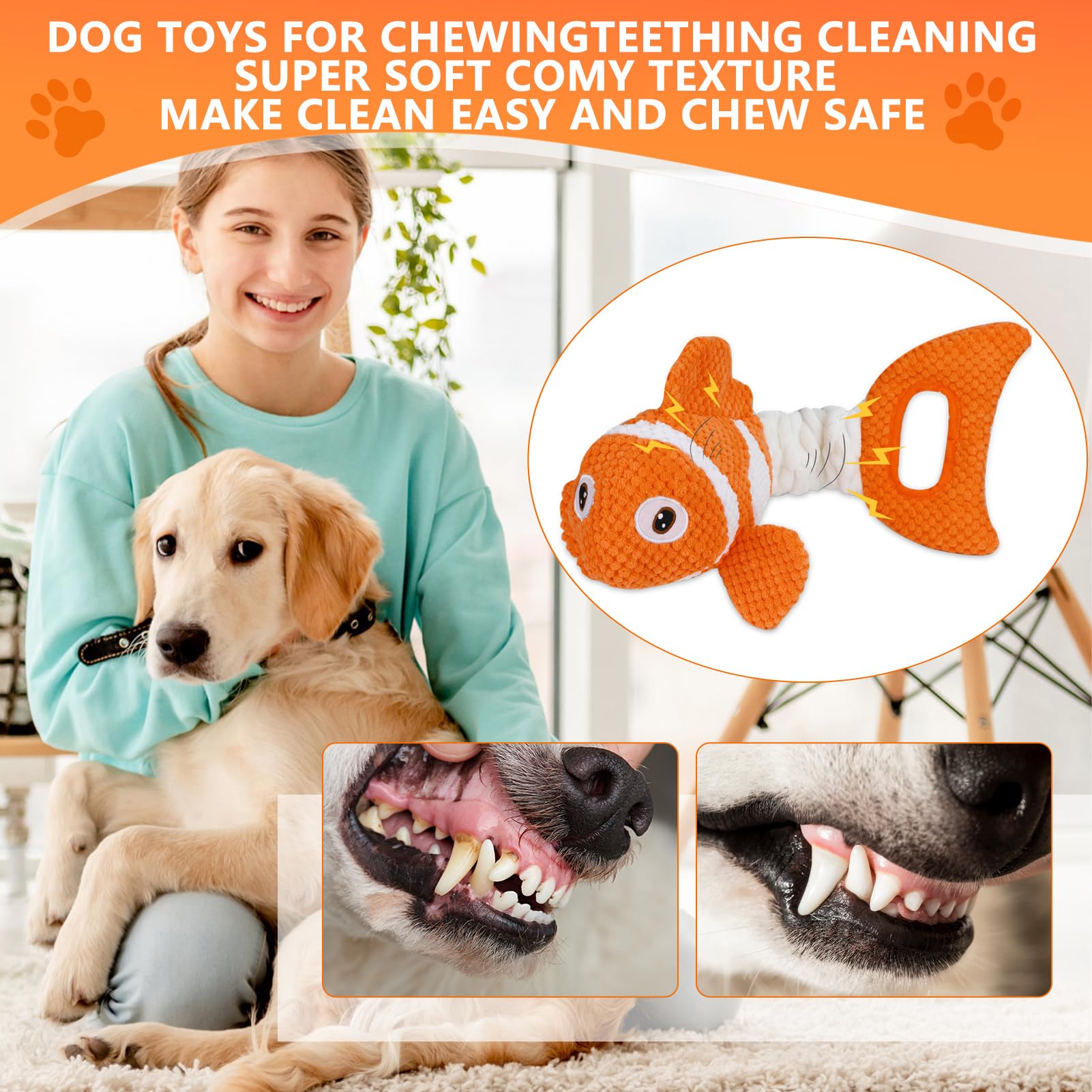 Molantaule Squeaky Dog Toys, Durability Interactive Tug Of War Puppy Toys For Indoor And Outdoor Play - Stuffed Pet Dog Toys Wit