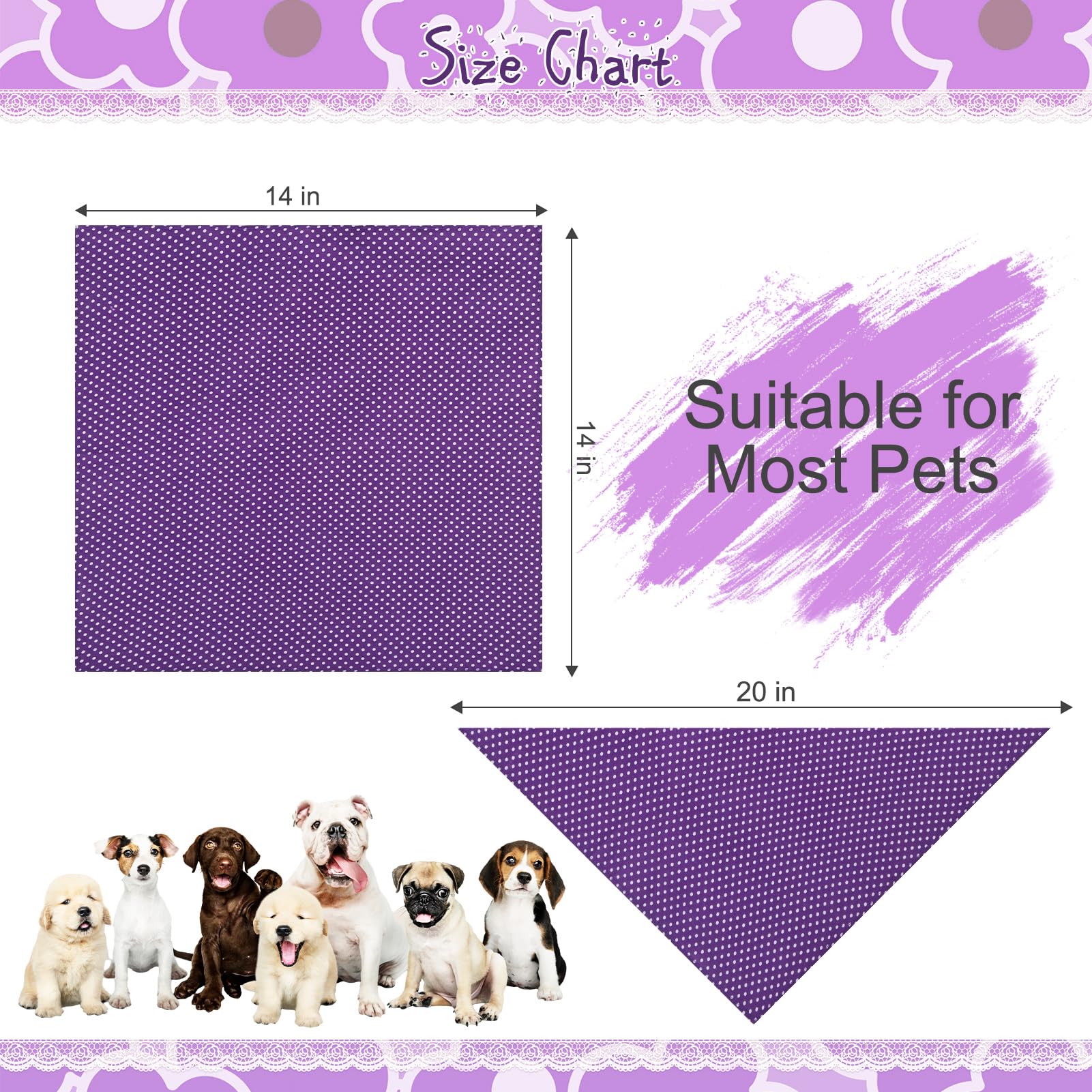 Pawchie Dog Bandanas Pet Scarves For Girl Boy - 5 Pack Reversible Kerchief Triangle Bibs Decoration Accessories, Floral Dog Bandana, Adjustable Soft Cute Square Bandana For Small Dogs Cats Pets