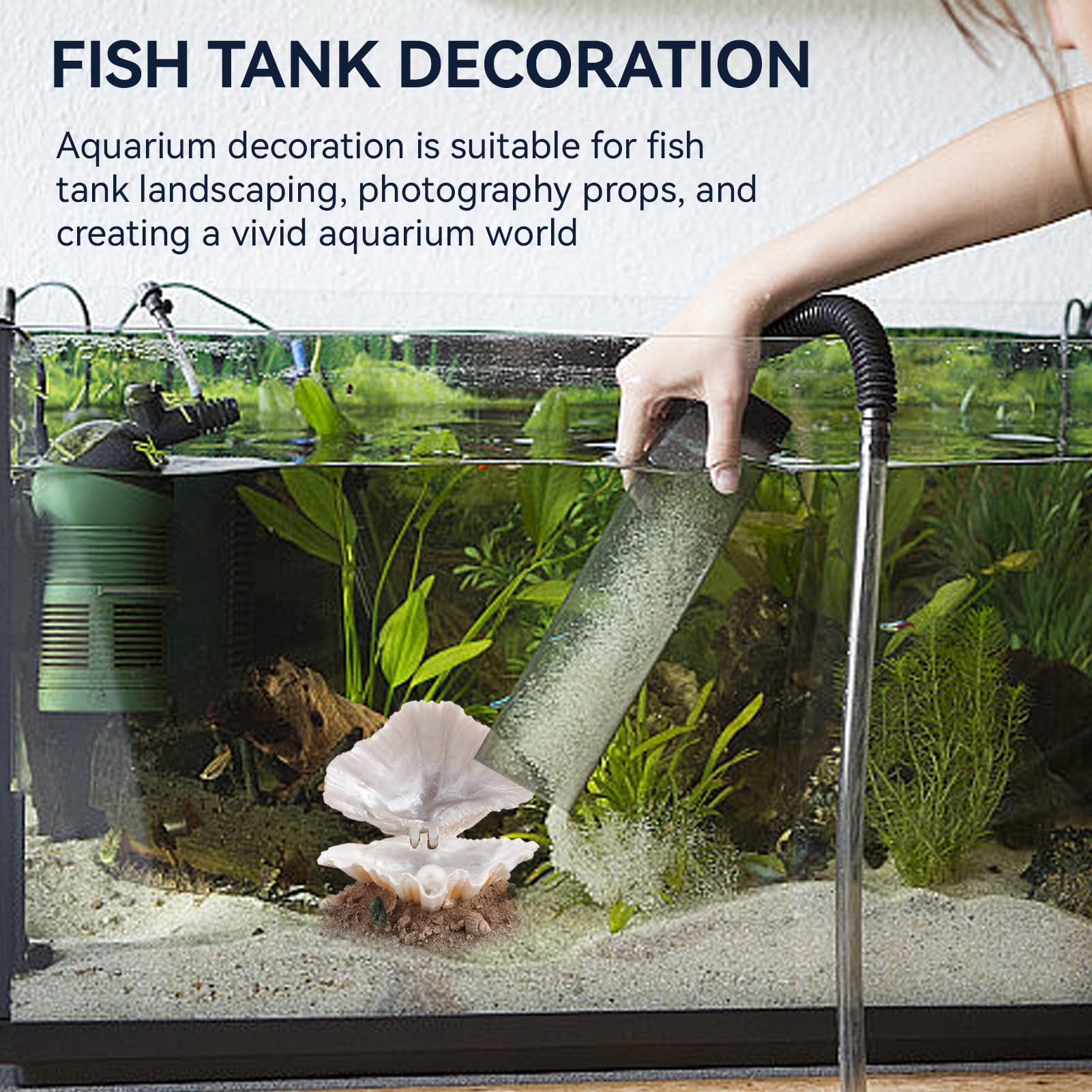 Aquarium Decoration Fish Tank Simulation Resin Shell Pearl Bubbler Decor Coral Reefs Aerating Action Ornament Aquarium Landscapi