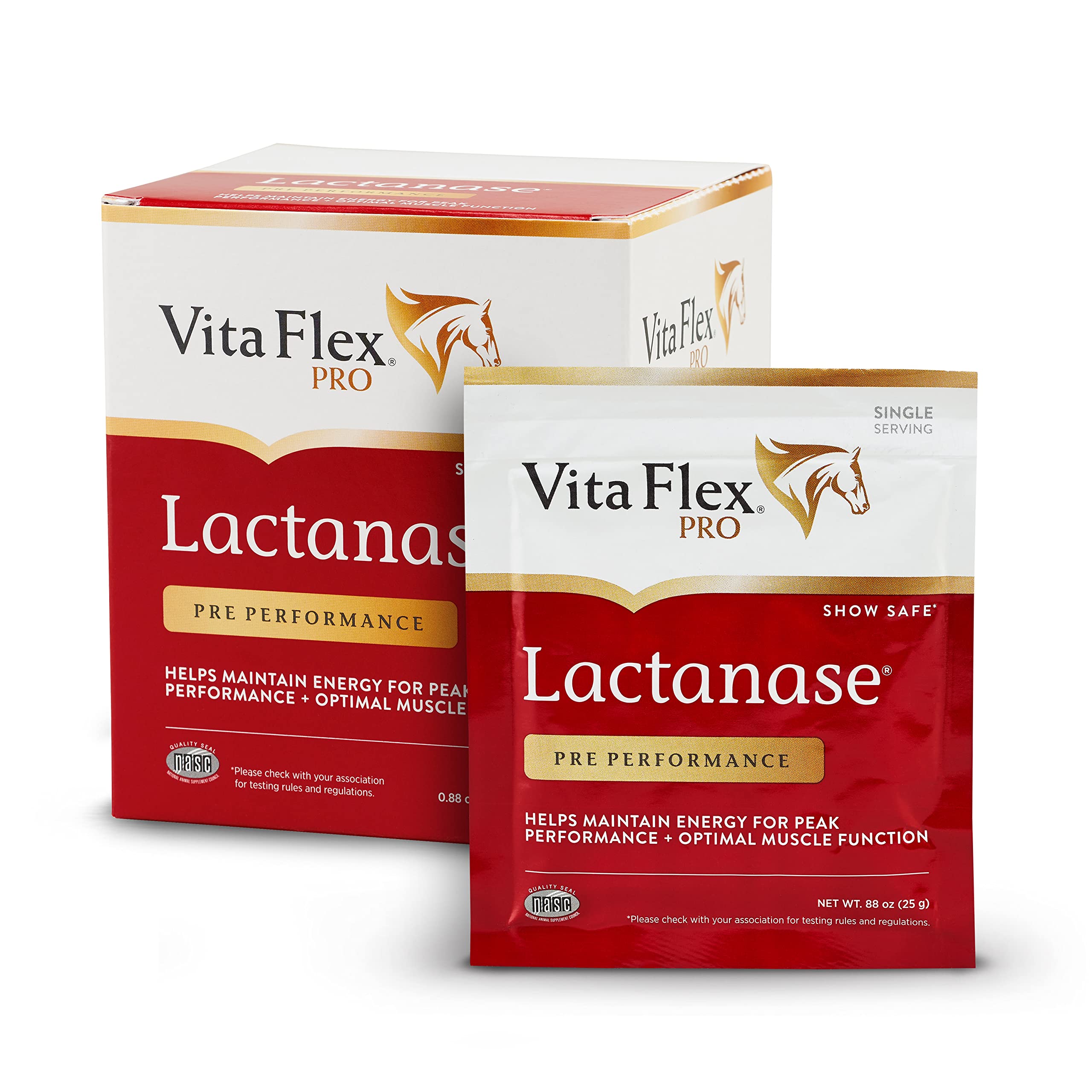Vita Flex Pro Horse Lactanase Pre Performance Supplement, Show Safe, Single Serve Packet