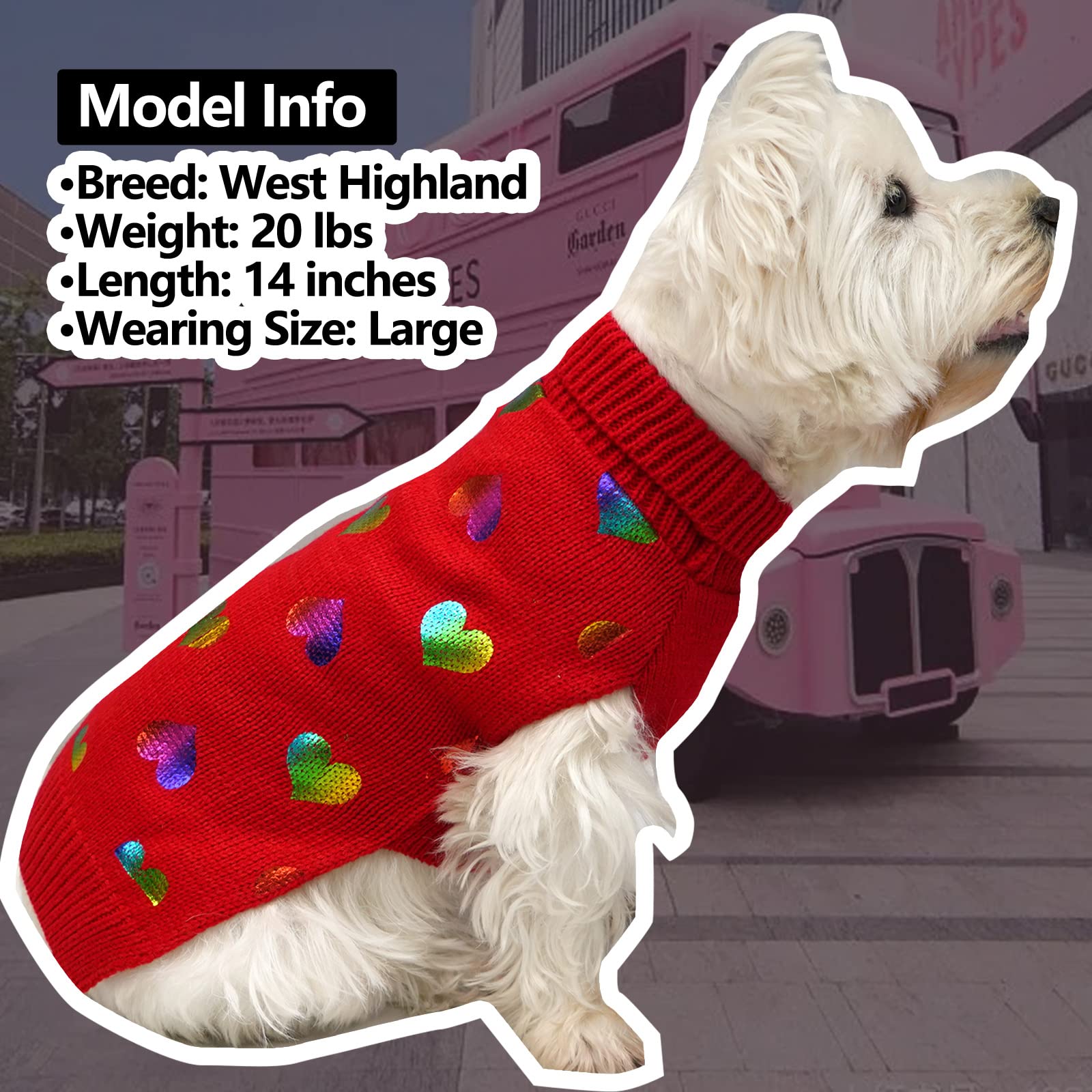 Kyeese Dog Sweaters Colorful Radiant Printing Love Design With Leash Hole Pet Sweater Pet Clothes,Xl
