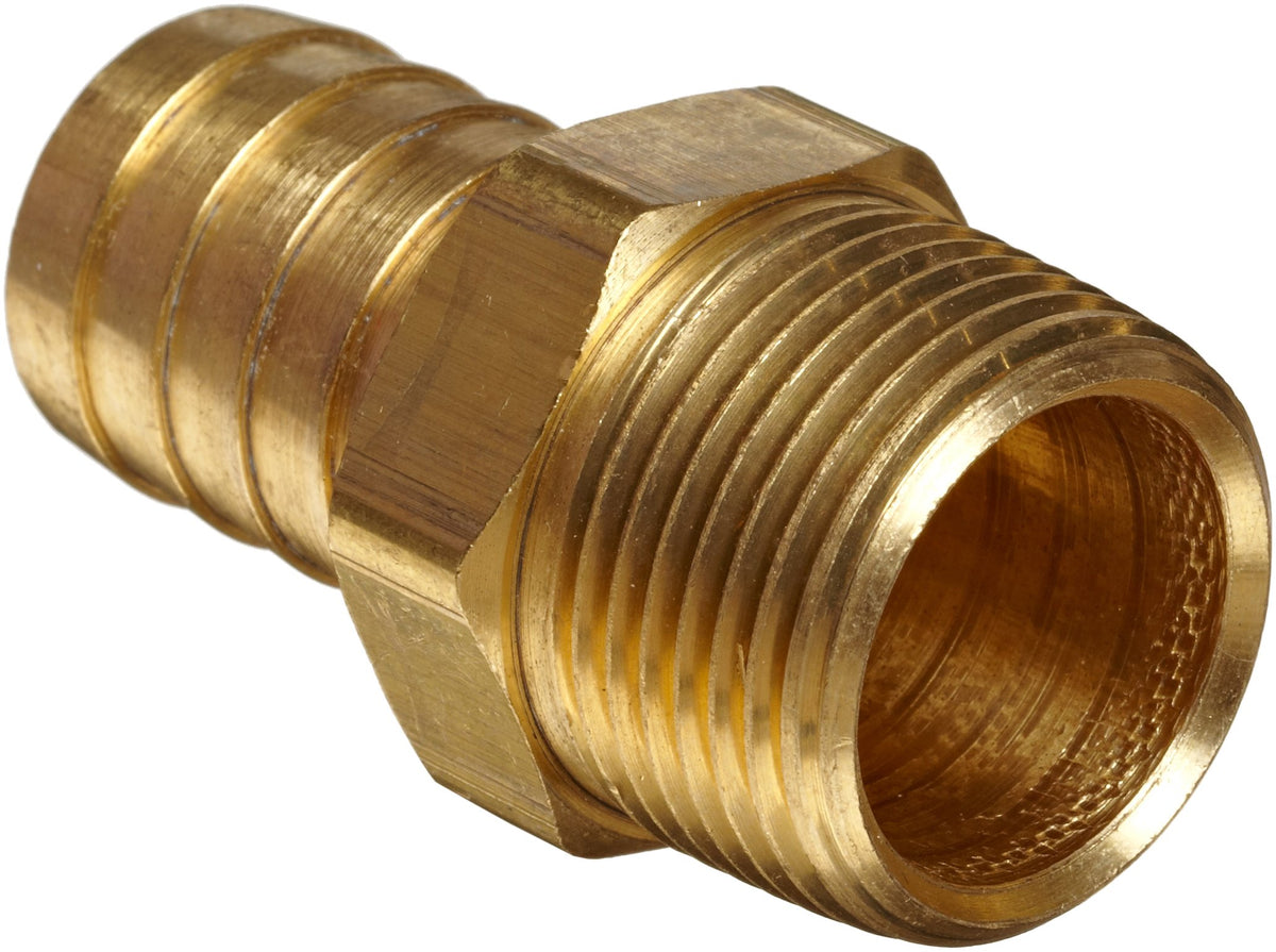 Anderson Metals-57001-1012 Brass Hose Fitting, Connector, 58 Barb X 34 Male Pipe