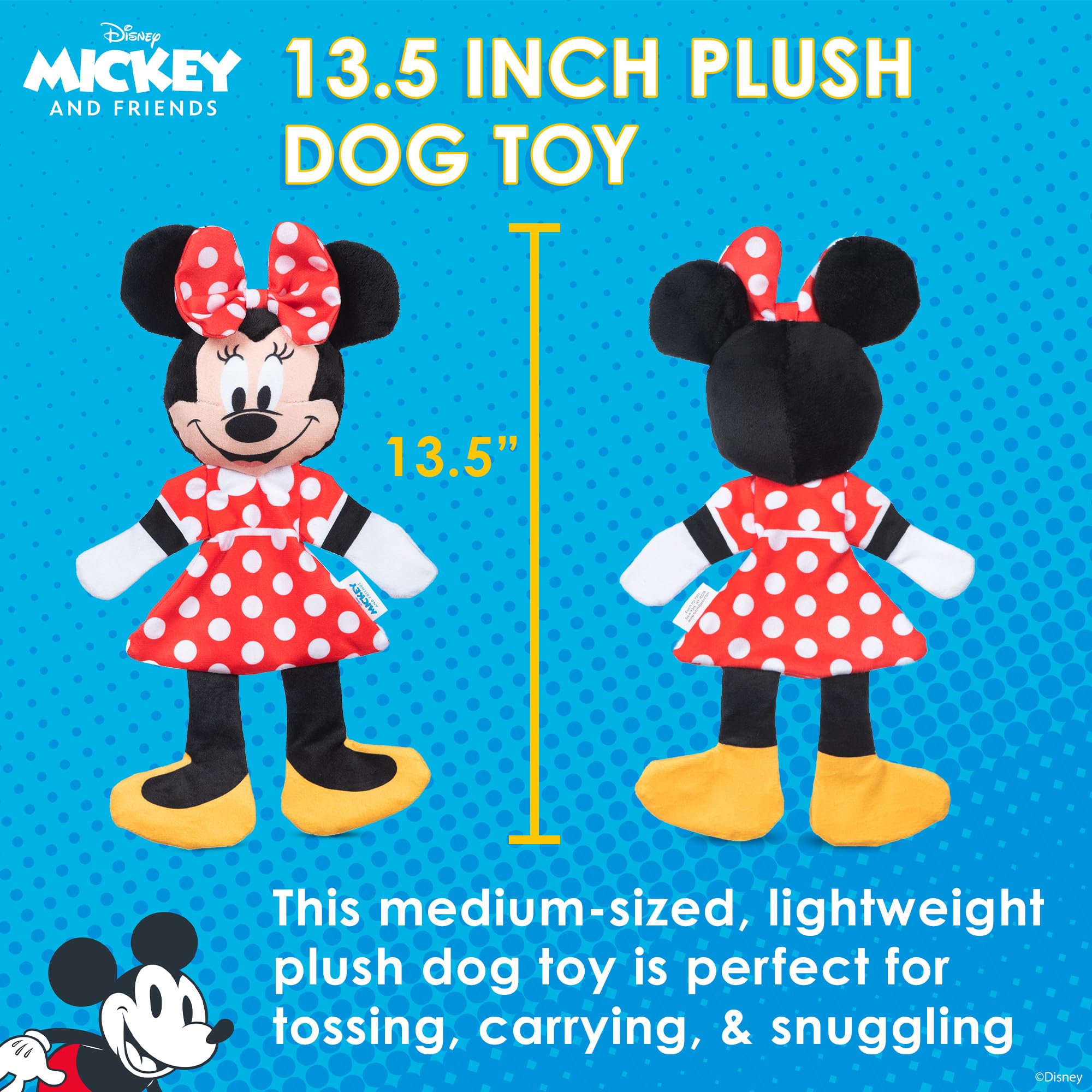 Disney For Pets Minnie Mouse Plush Squeaky With Flattie Crinkle Body Dog Toy 13.5In Dog Toys | Plush Squeaker Toy For Dogs Inspi