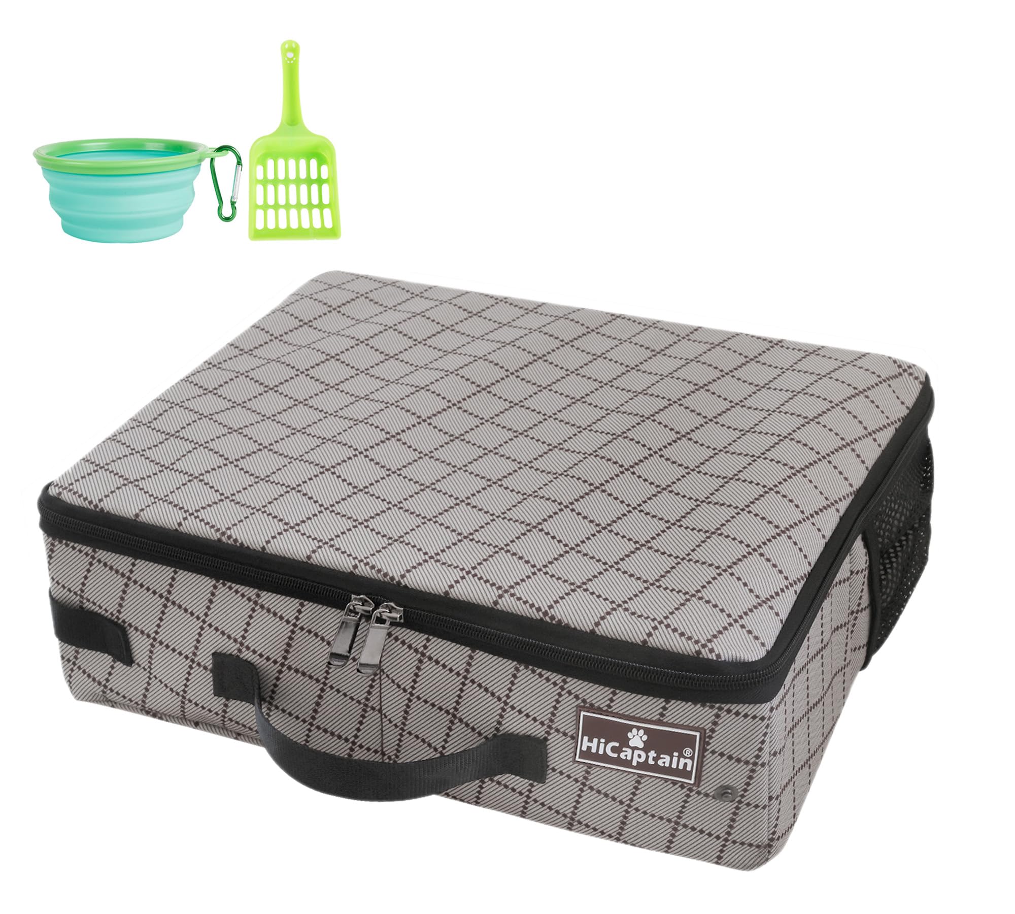 Hicaptain Portable Cat Travel Litter Box, Foldable Litter Box For Travel In Car, Collapsible Toliet Tray Carrier For Small And M