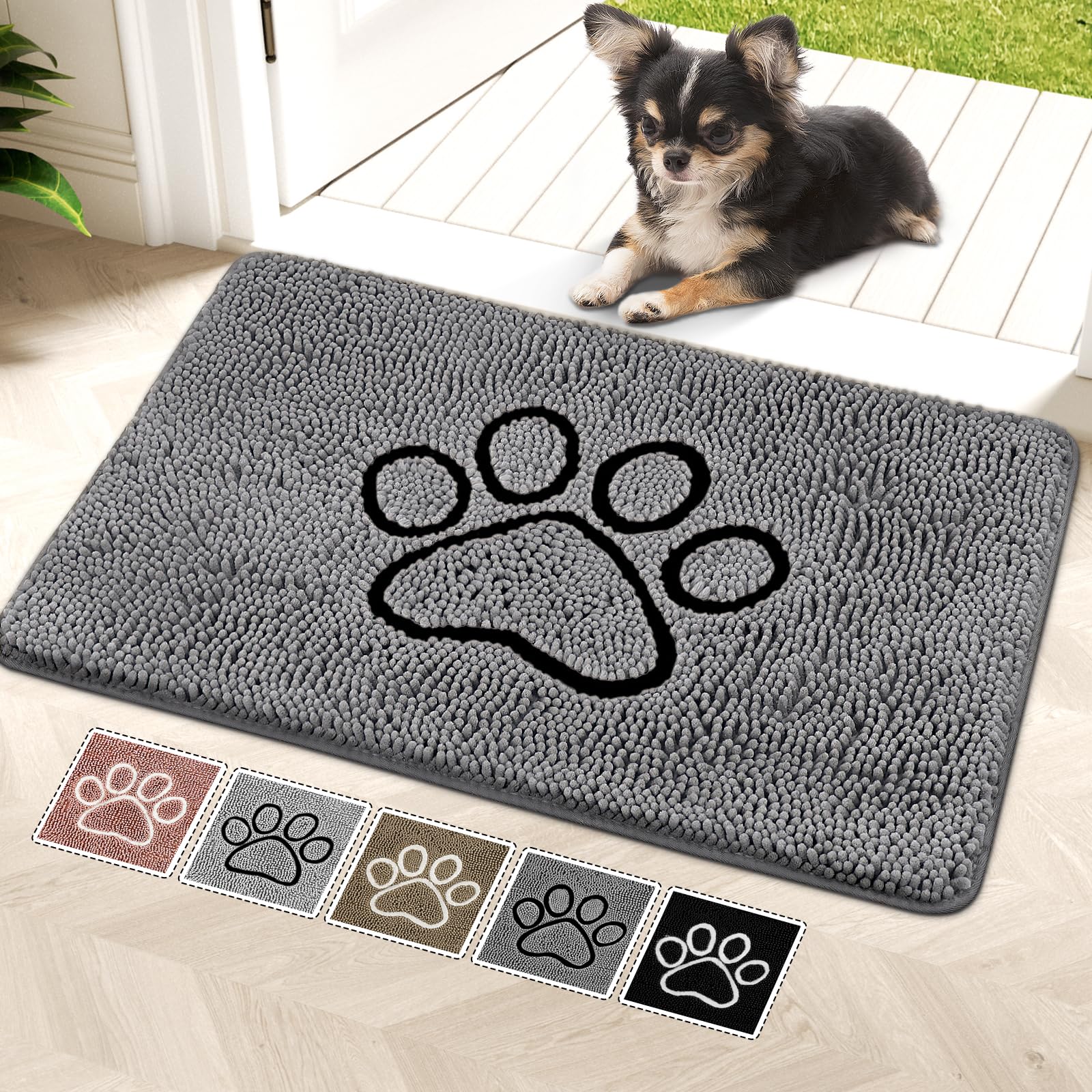 Bcoimo Super Absorbent Dog Door Mat, 30*20 Anti Slip Mat for Muddy Paws, Pet Rugs for Dirty Paws Washable That Absorbs Moisture 