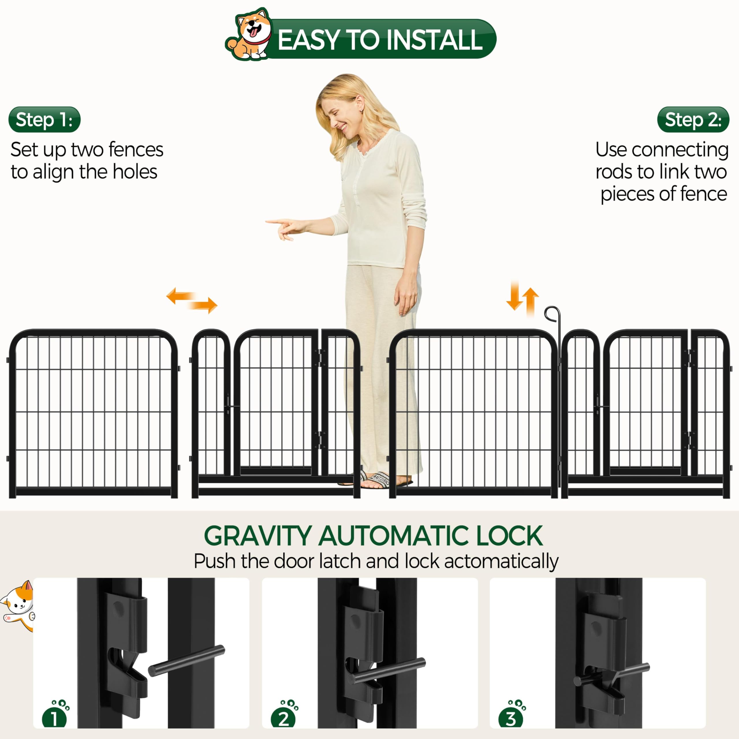 Yaheetech Dog Playpen Outdoor, 24 inch 16 Panels Dog Pen Indoor Heavy Duty Puppy Exercise Pen Metal Pet Fence for RV Camping/Yar