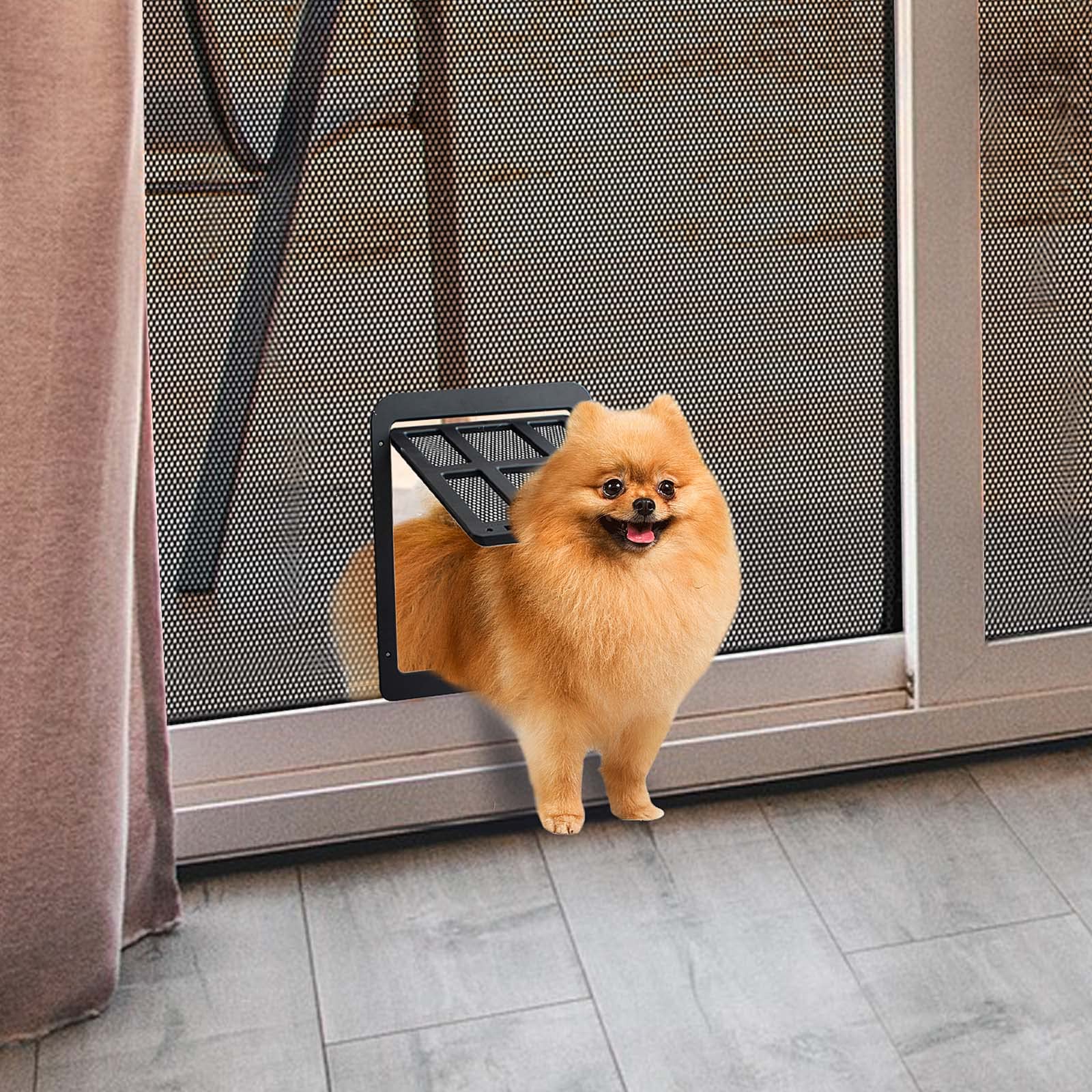 Namsan Screen Cat Door For Sliding Door 8.2 X 9.6 Inches Entrance Screen Pet Door For Small Dogs Cats Magnetic Automatic Closure Gate