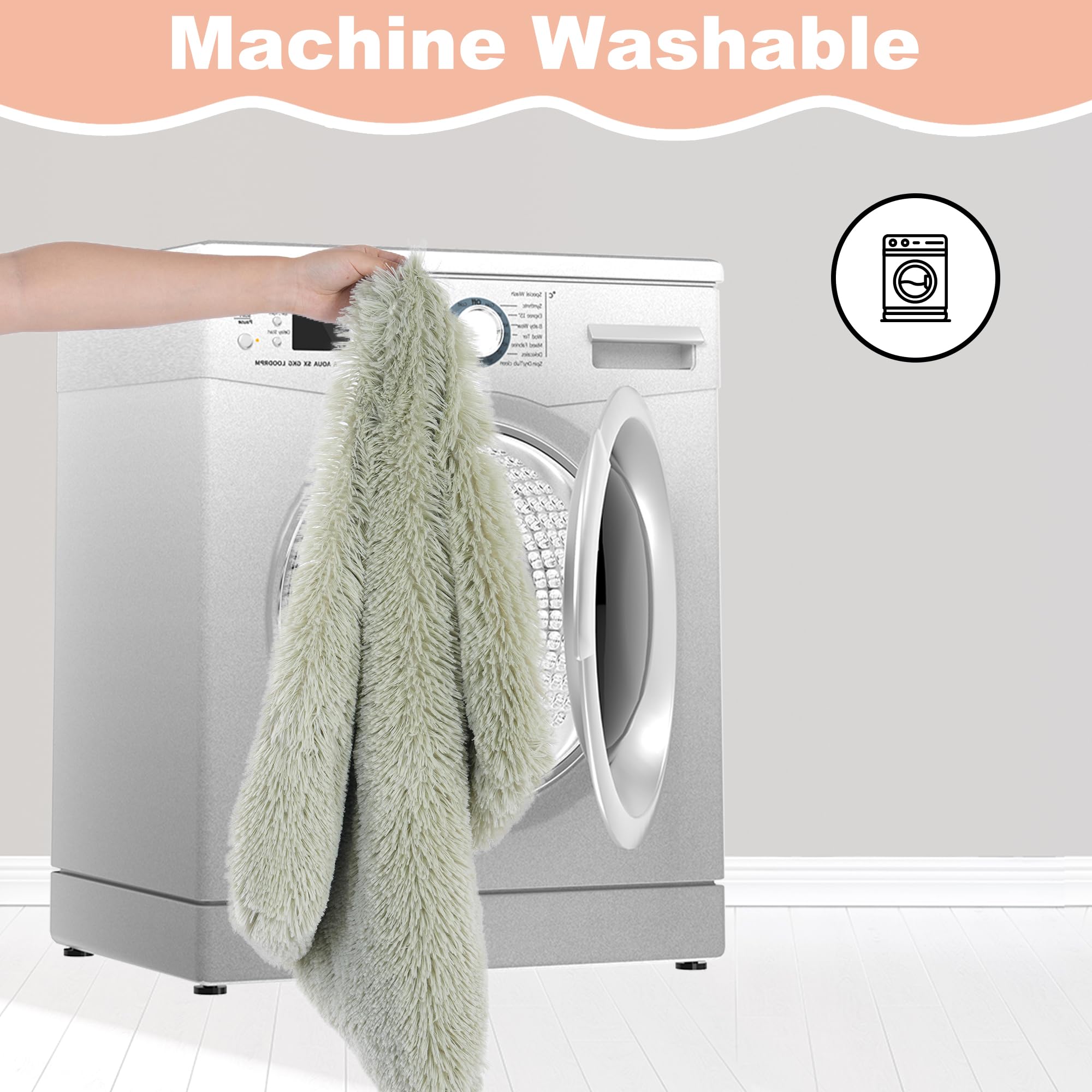 Bedfolks Plush Waterproof Dog Crate Pad, Removable Cover,Faux Fur Dog & Cat Bed, Washable Kennel Bed 21''X13'',Sage Green