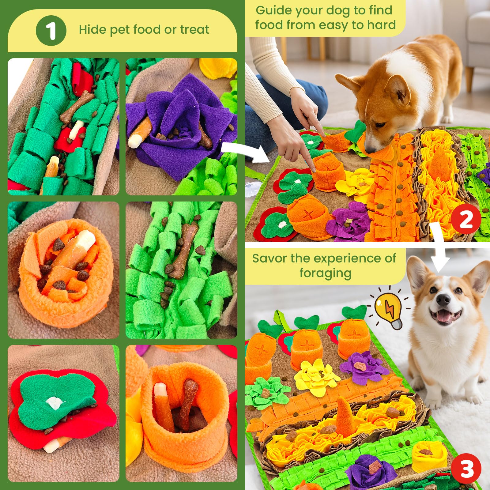 UETZLTB Snuffle Mat for Dogs Large Breed and Lick Mat Set, Interactive Dog Enrichment Puzzle Toys for Puppy Small Medium Large D
