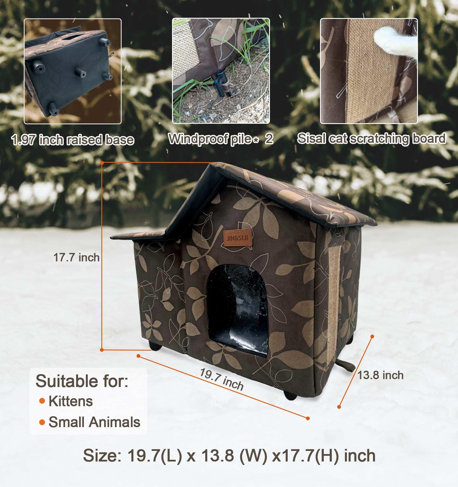 Jingsiji Winter Heated Cat House, Sturdy Indoor And Outdoor Cat Shelter With Heating Mat, Waterproof, Insulated, Weather Resista