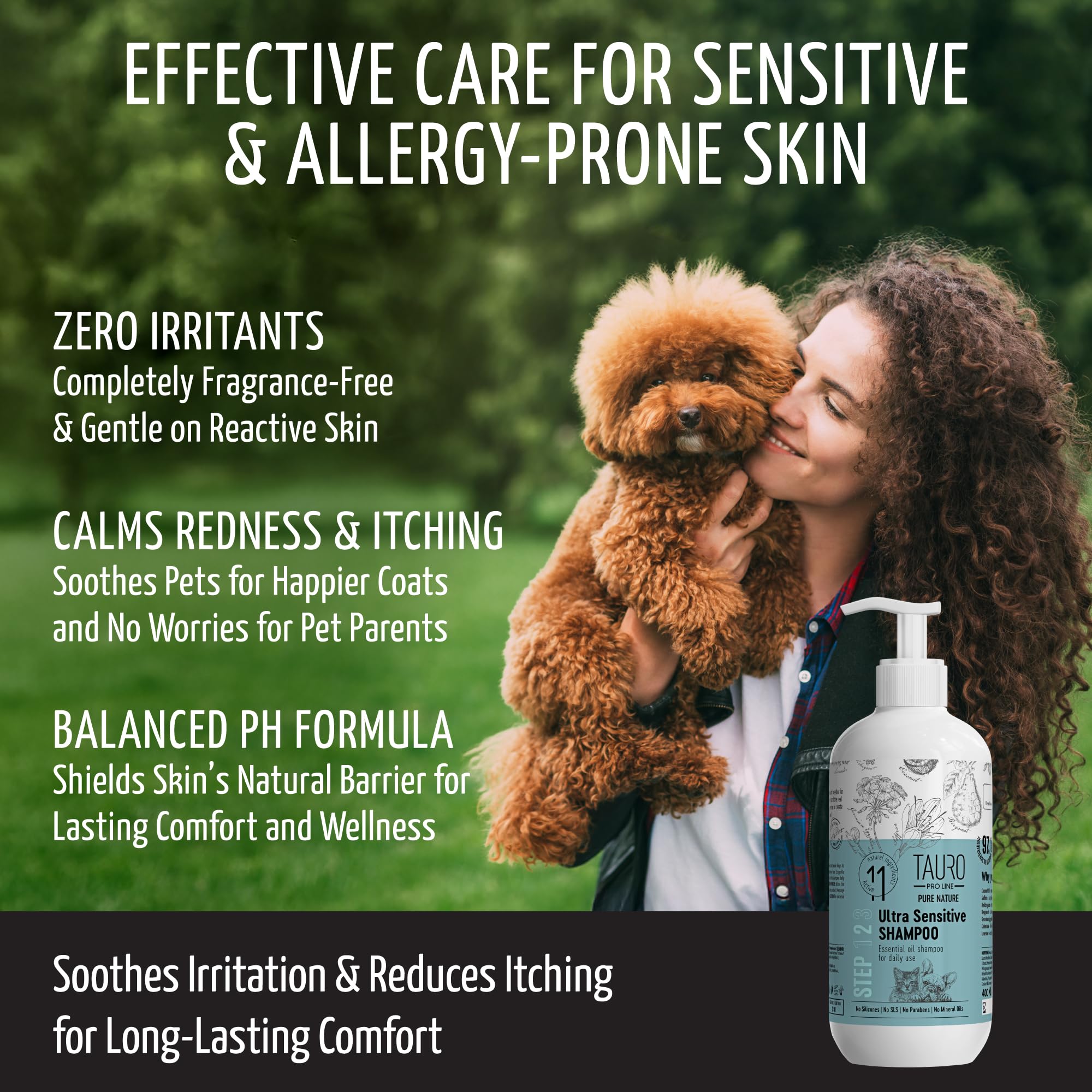 Tauro Proline Pure Nature Ultra Sensitive Shampoo For Dogs And Cats With Sensitive Skin & Coat Sulfate Parabens Sls Free Natural