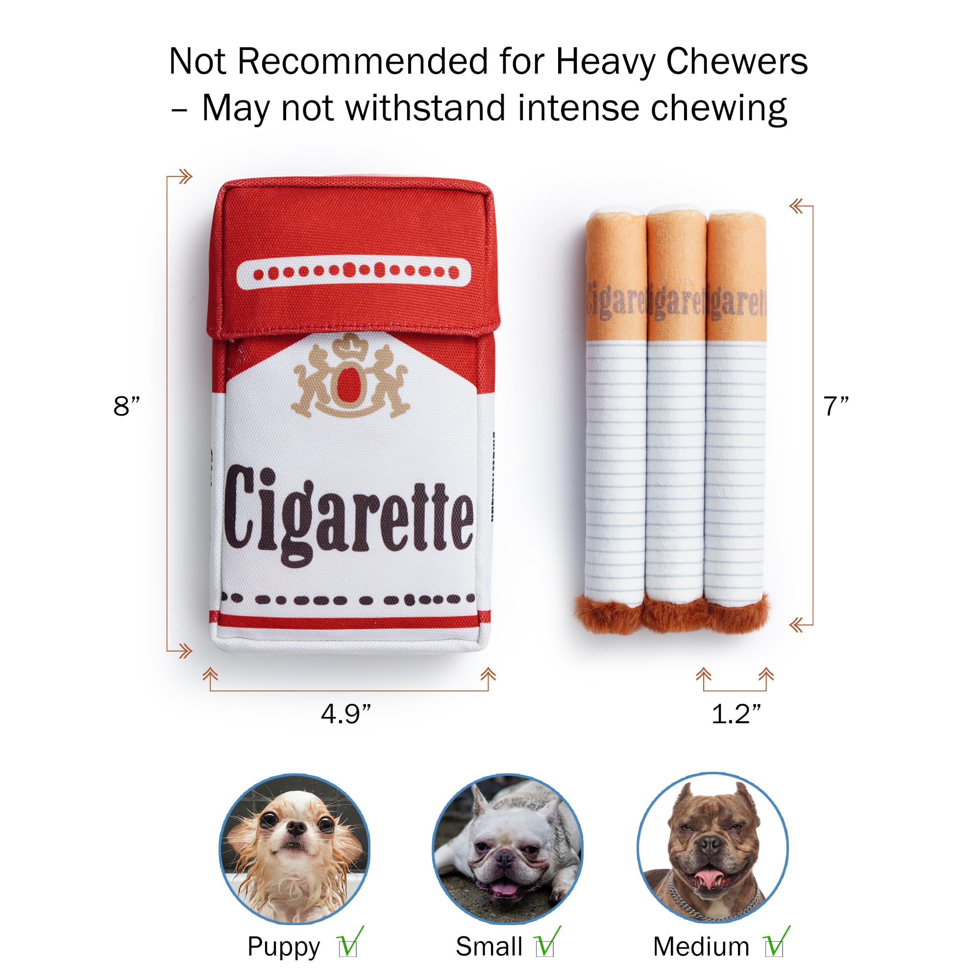 Nocciola 3 Packs Squeaky Puff Stick Toys With A Box, Funny Interactive Plush Dog Toys, Pitbull Husky Frenchie Pug Stuffed Puppy Toys For Small To Medium Breed, Dog Accessories Boy Gift