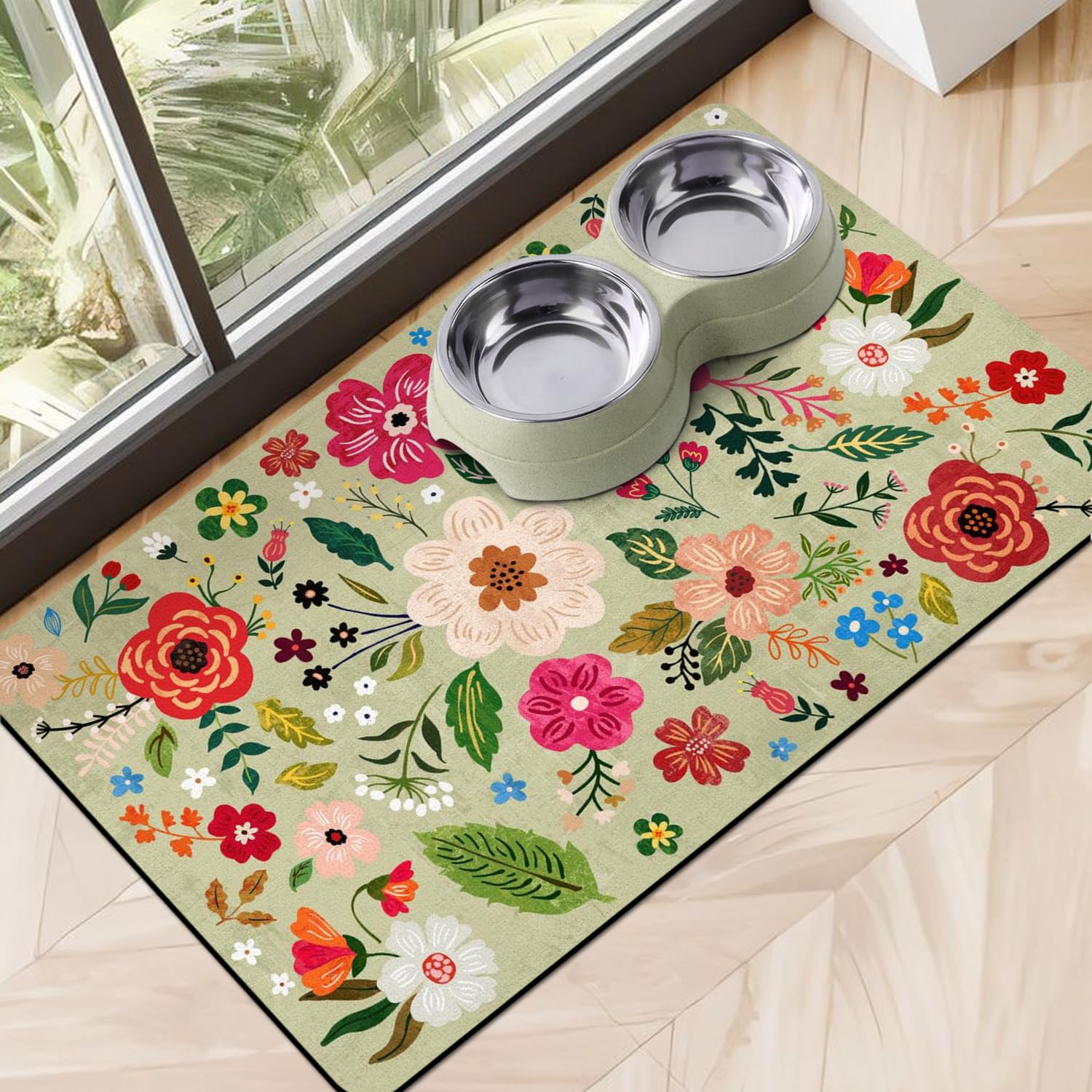 Eco-Friendly Pet Supplies: 17 x30  Absorbent Quick Dry Dog Bowl Mats for Food and Water Dispenser, Cat Food Mat