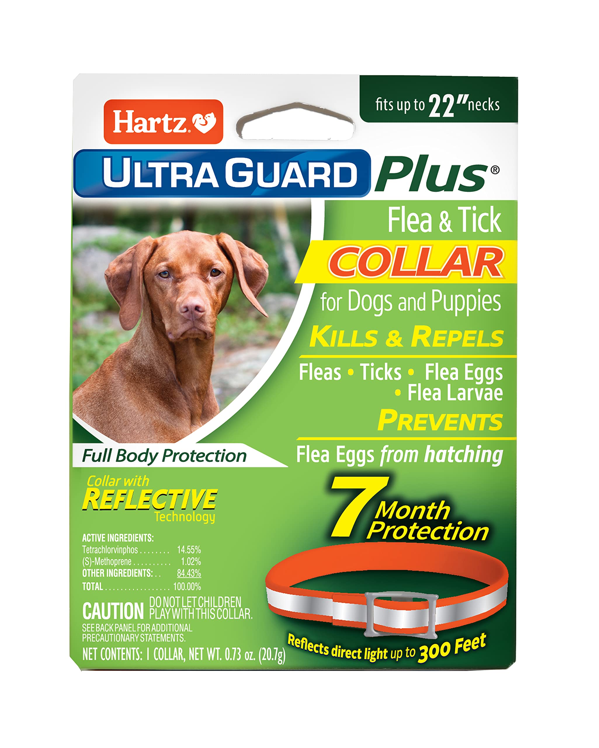 Hartz Ultraguard Plus Flea & Tick Collar For Dogs And Puppies, 7 Month Flea And Tick Prevention And Protection Per Collar, Refle