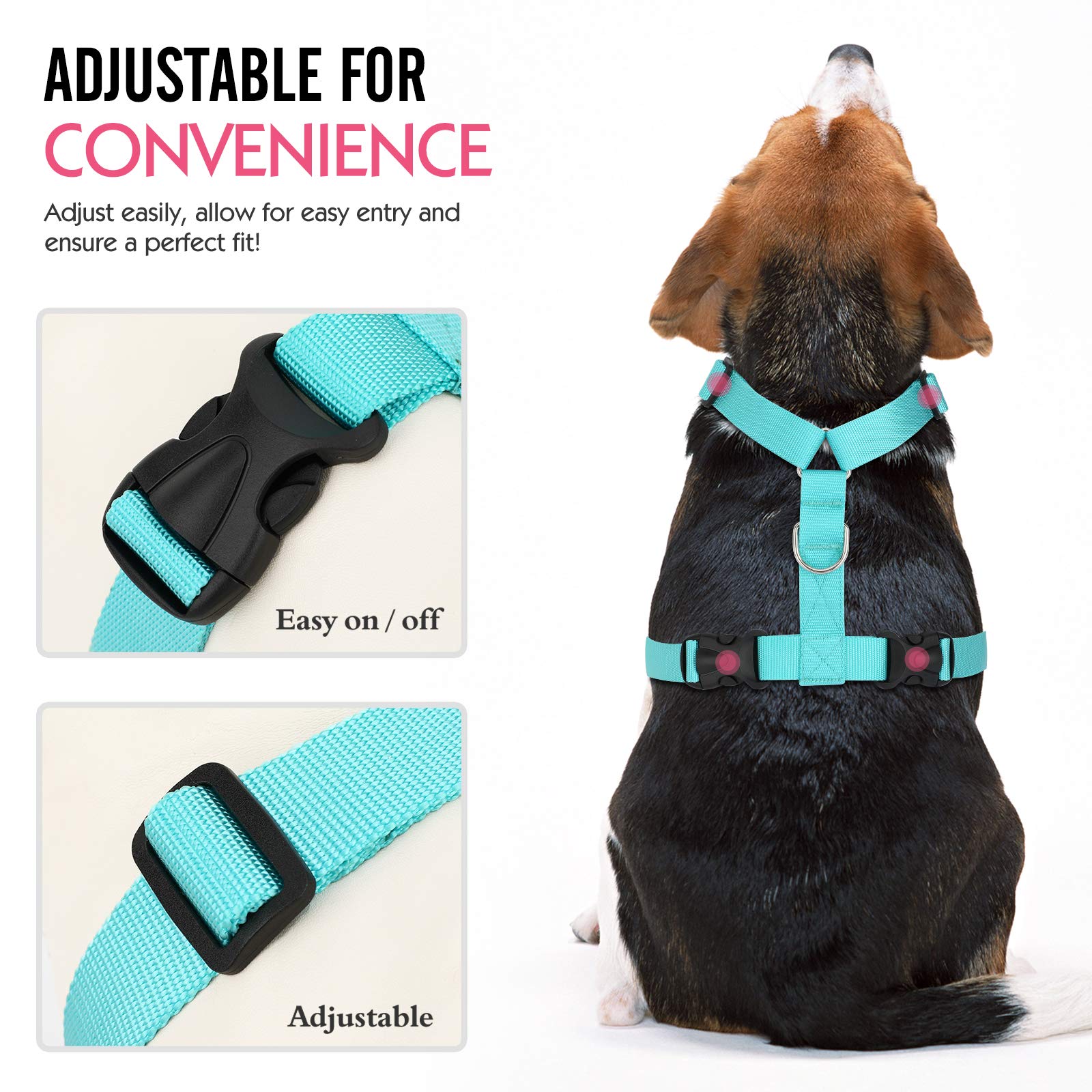 Pawaboo Adjustable Dog Safety Vest Harness with Seatbelt, Dog Seat Belt Harness for Car, Breathable Dog Seatbelt Safety Tether,