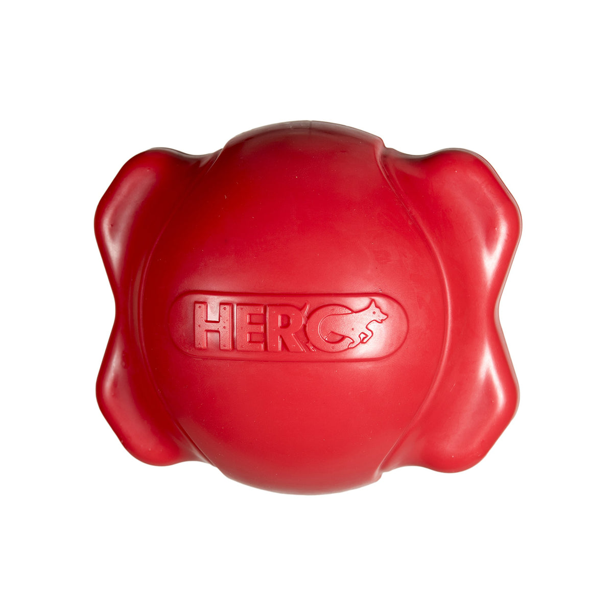 Caitec Corp (Caiab) Hero Signature Series Soft Rubber Bone Ball With Squeaker, Large, Red Dog Toy